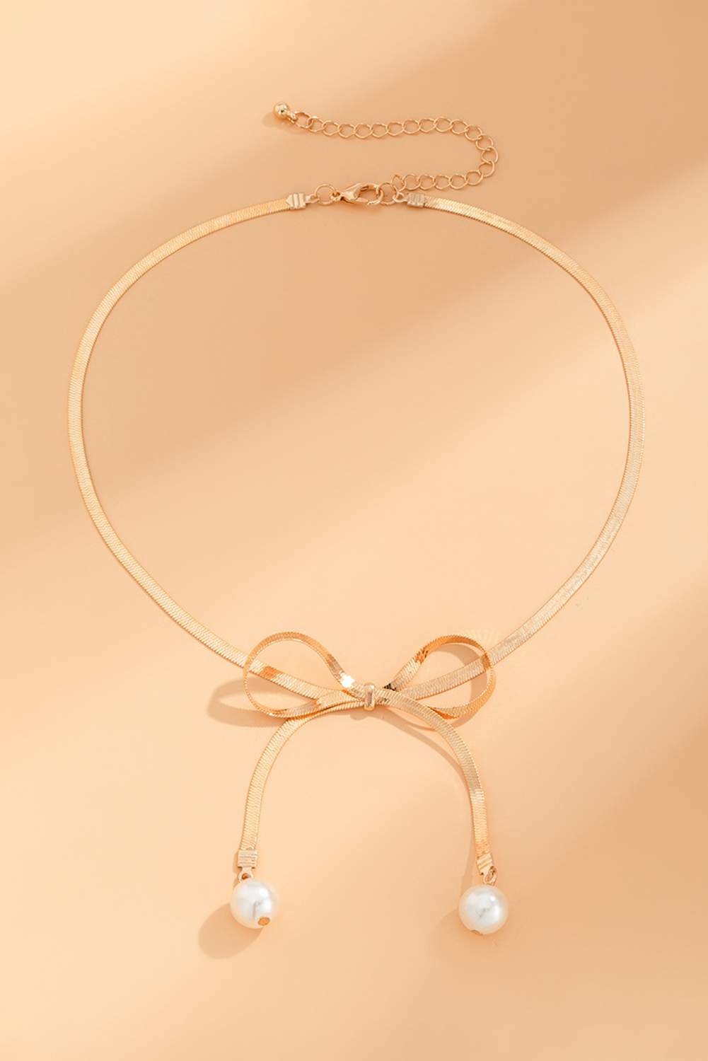 Gold Pearly Bow Plated Collarbone Necklace - loveforevers