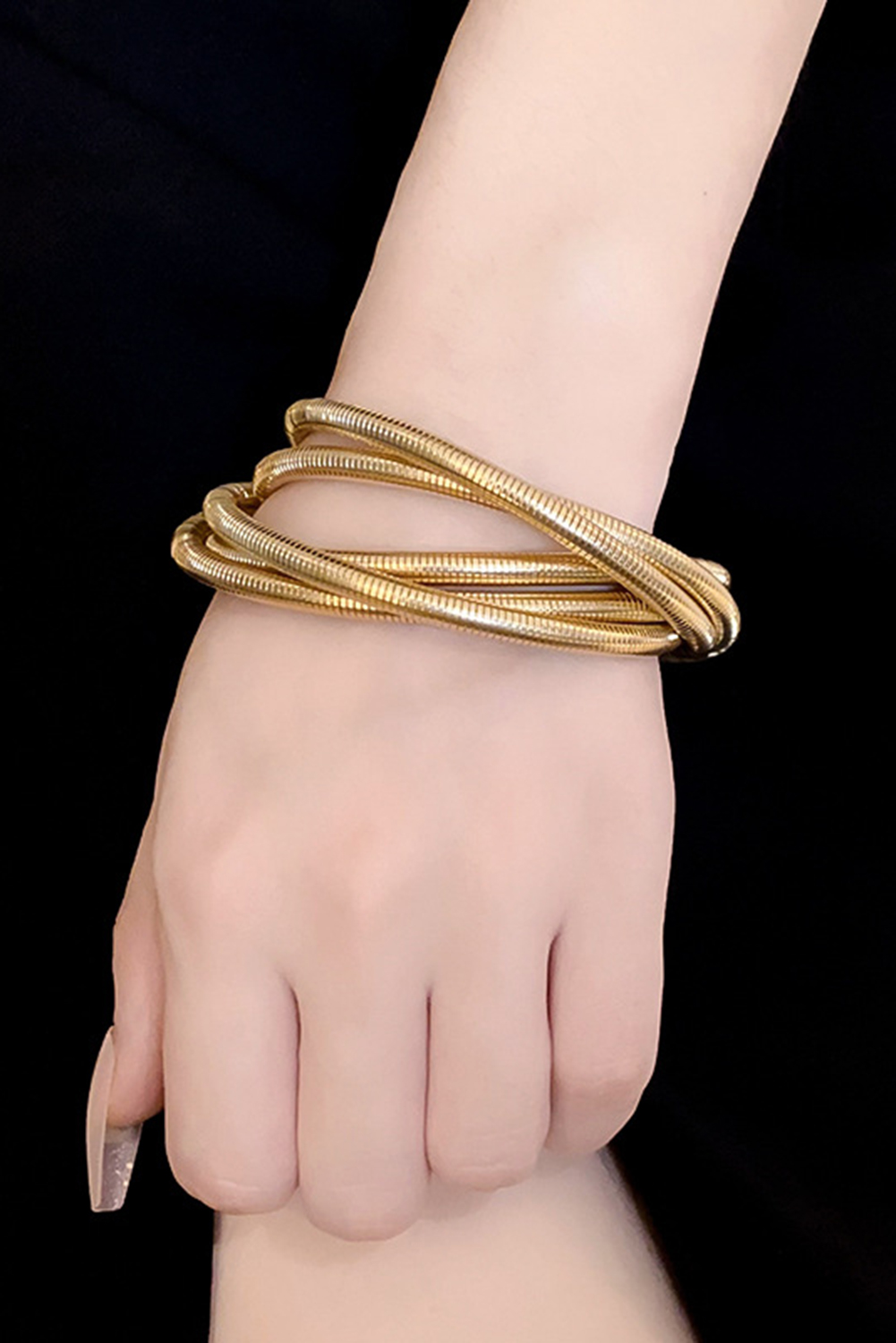 Gold Twist Stacked Exaggerated Alloy Bracelet - loveforevers