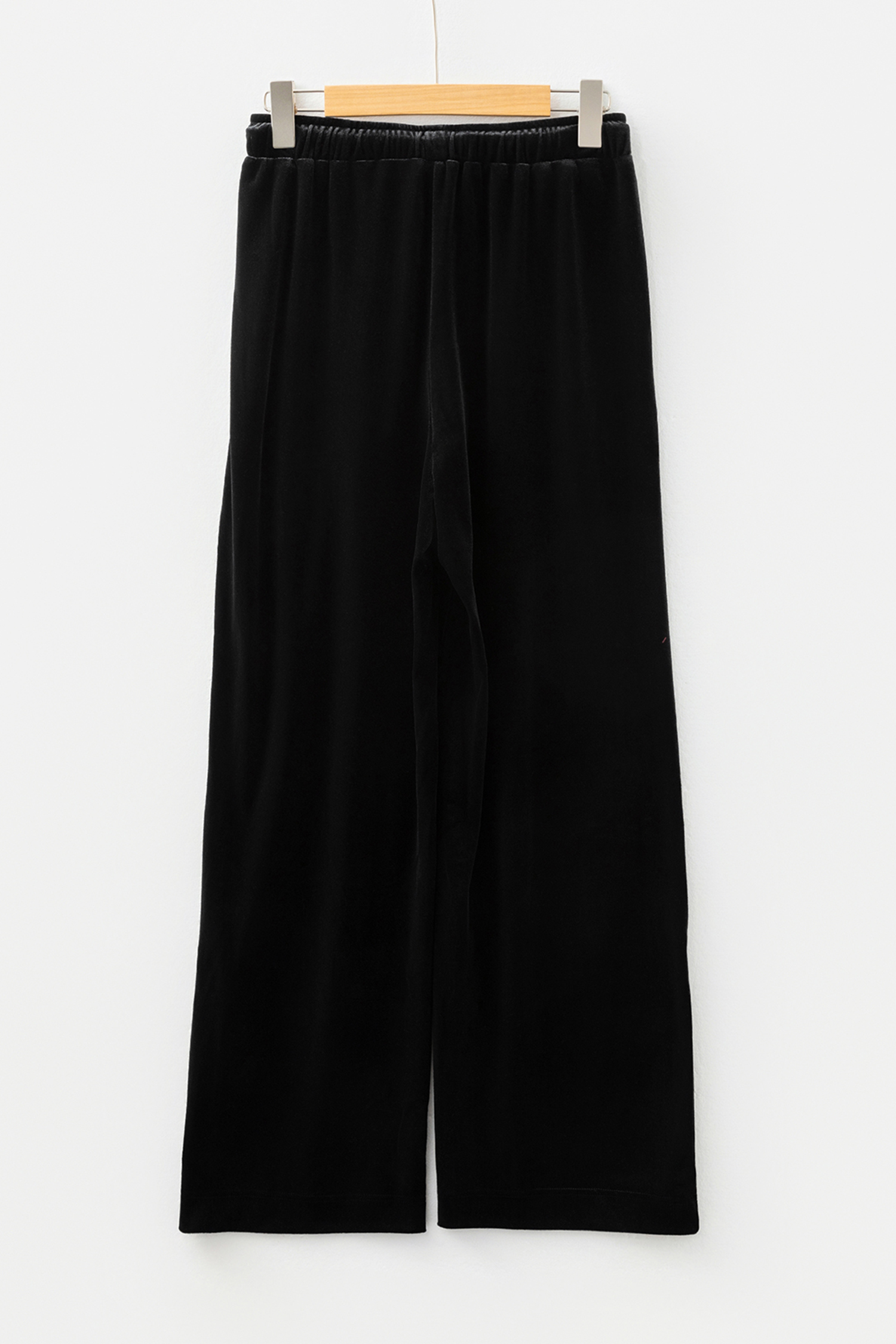 Black Shiny Velvet Drawstring High Waist Straight Leg Casual Pants - loveforevers