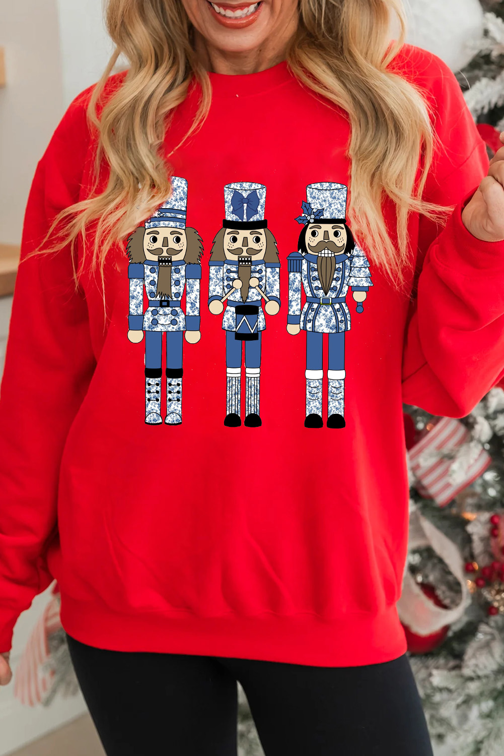 Red Christmas Nutcracker Men Guard Graphic Pullover Sweatshirt - loveforevers