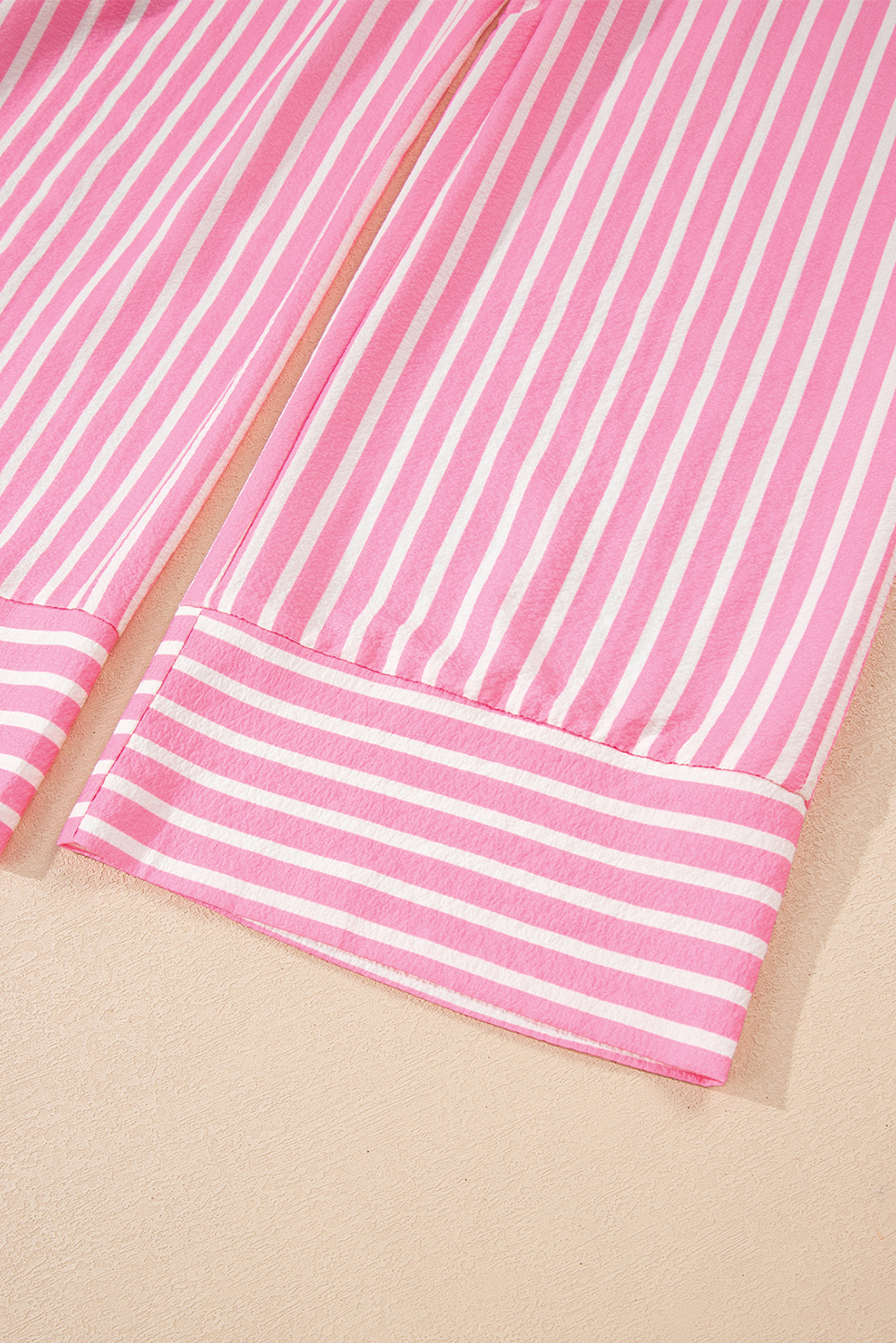 Pink Stripe Buttoned Front Long Sleeve Top and Pants 2 Piece Sleepwear - loveforevers