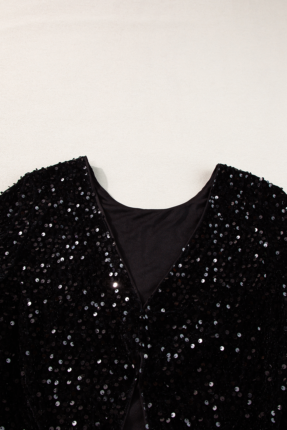 Black Sequin Long Sleeve Cutout Back Top - loveforevers