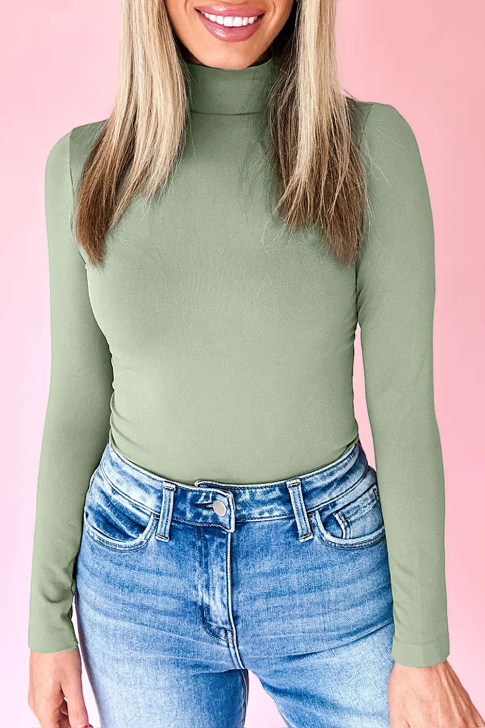 Black Slim Fit High Neck Long Sleeve Basic Top - loveforevers