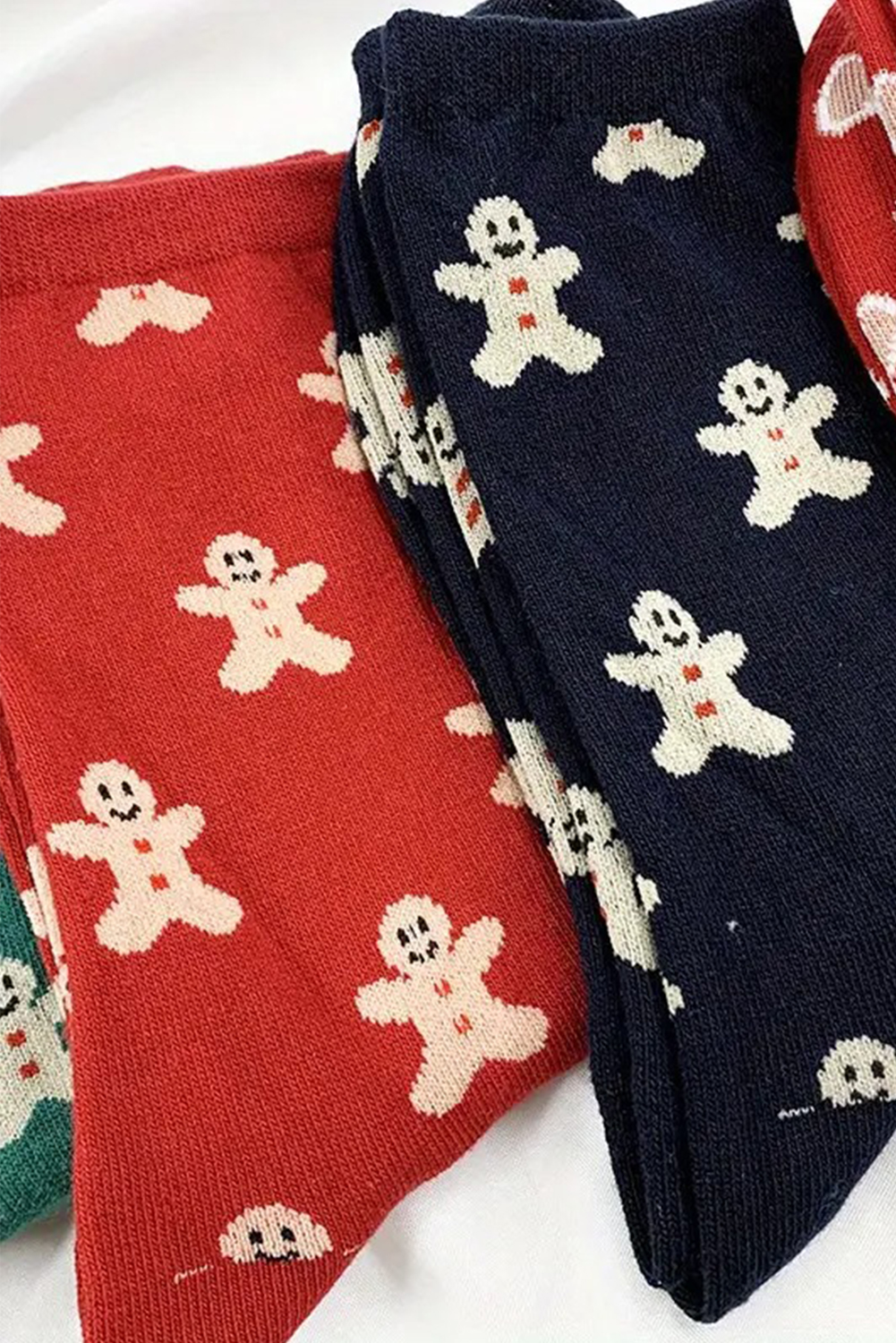 Fiery Red Christmas Gingerbread Man Cozy Crew Socks - loveforevers
