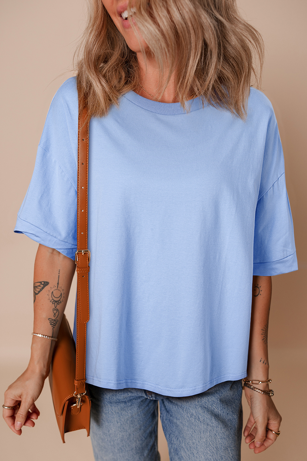 Black Loose Half Sleeve Hi Low Hem T Shirt - loveforevers