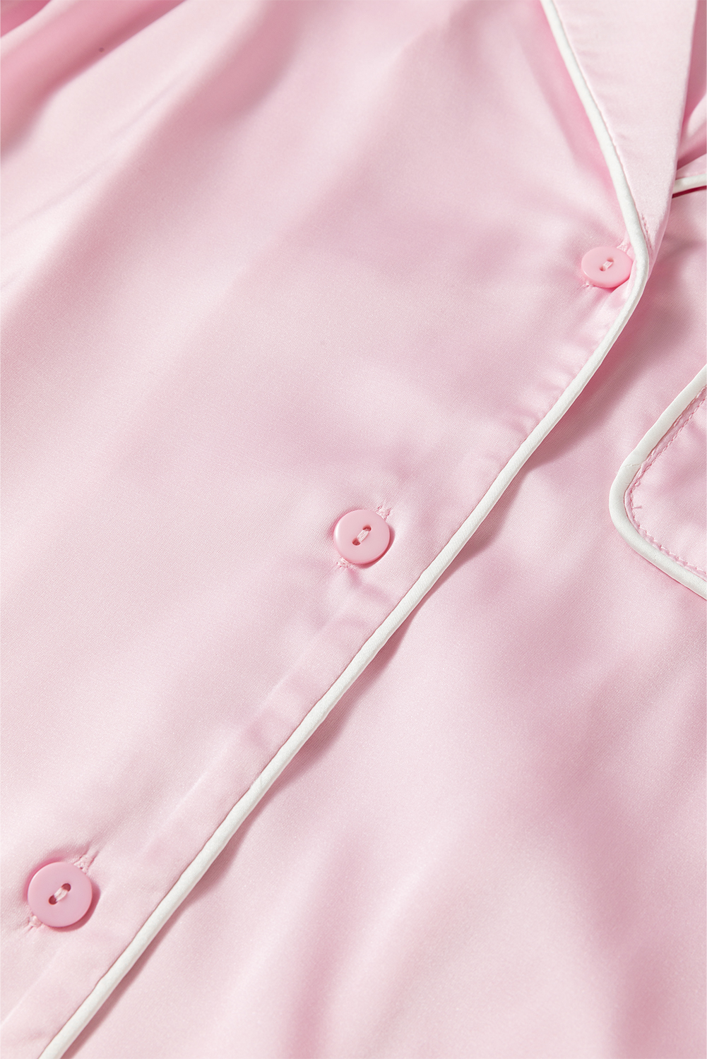 Light Pink Satin Knot Accent Shirt and Ruffled Pants Lounge Set - loveforevers