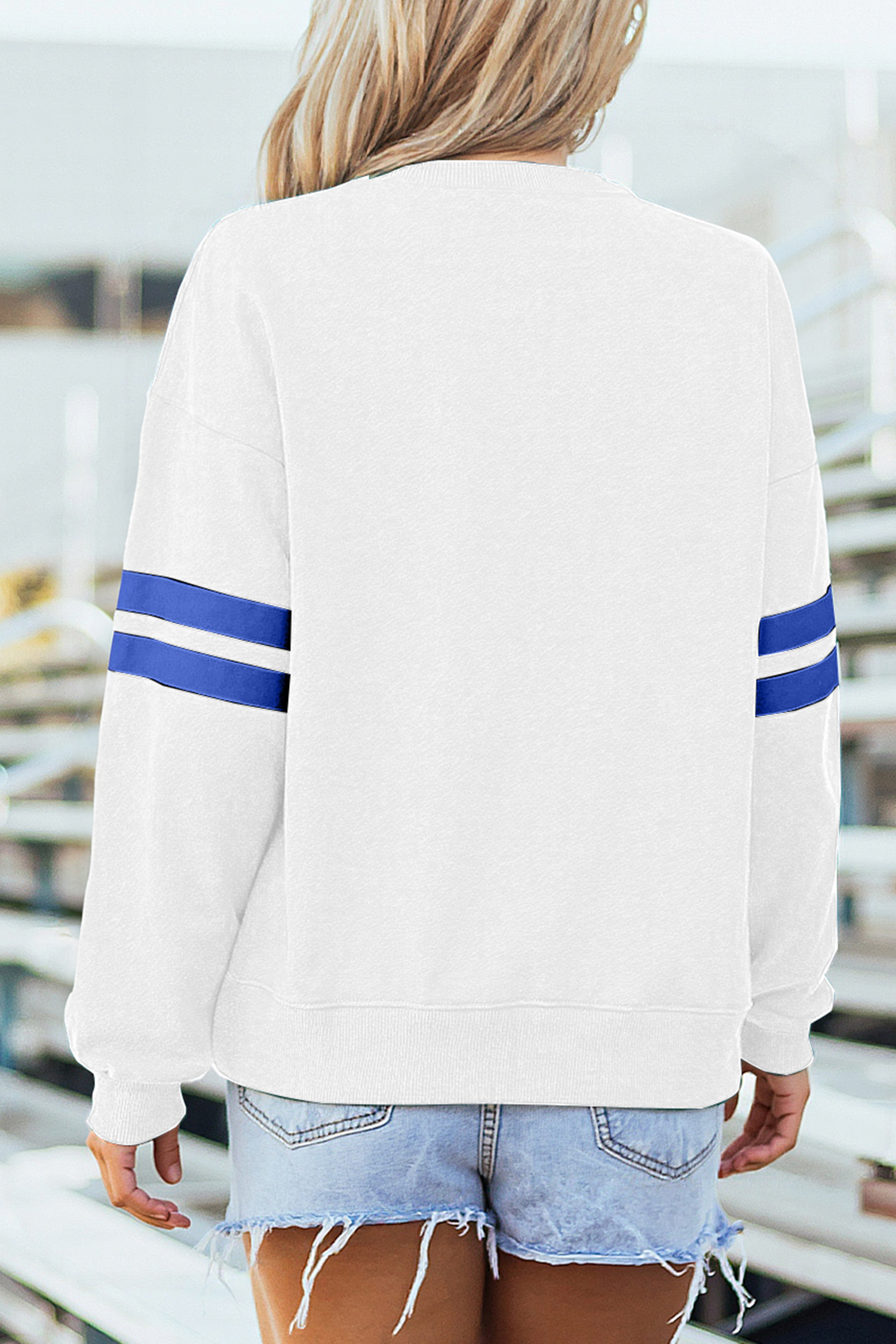 White ALABAMA Varsity Striped Pullover Sweatshirt - loveforevers