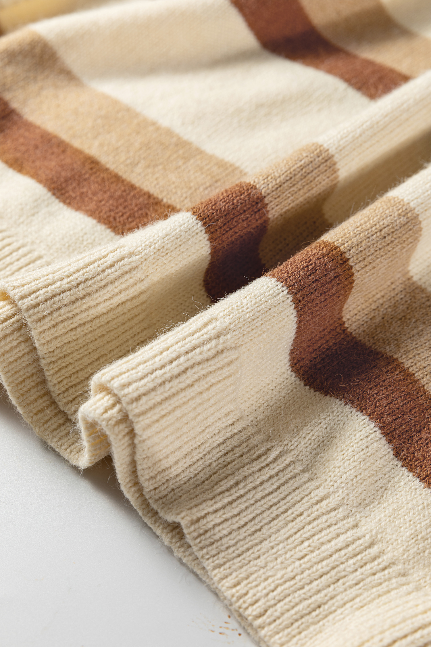 Khaki Stripe Exposed Seam Drop Shoulder Knit Baggy Sweater - loveforevers