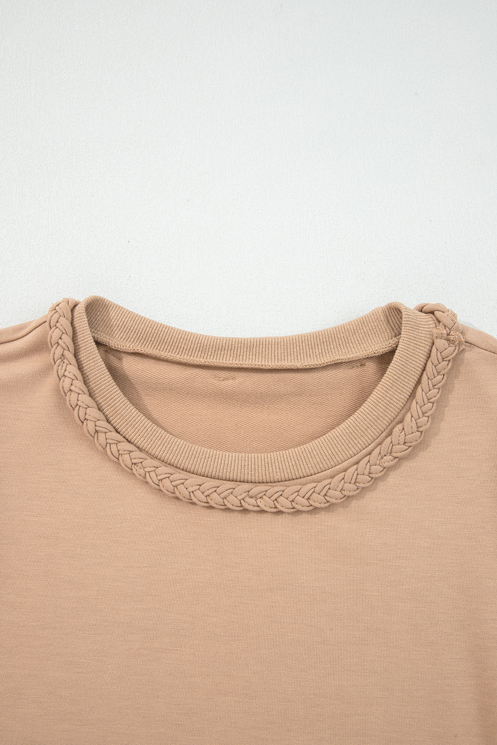 Light French Beige Braided Trim Puff Sleeve Dress - loveforevers