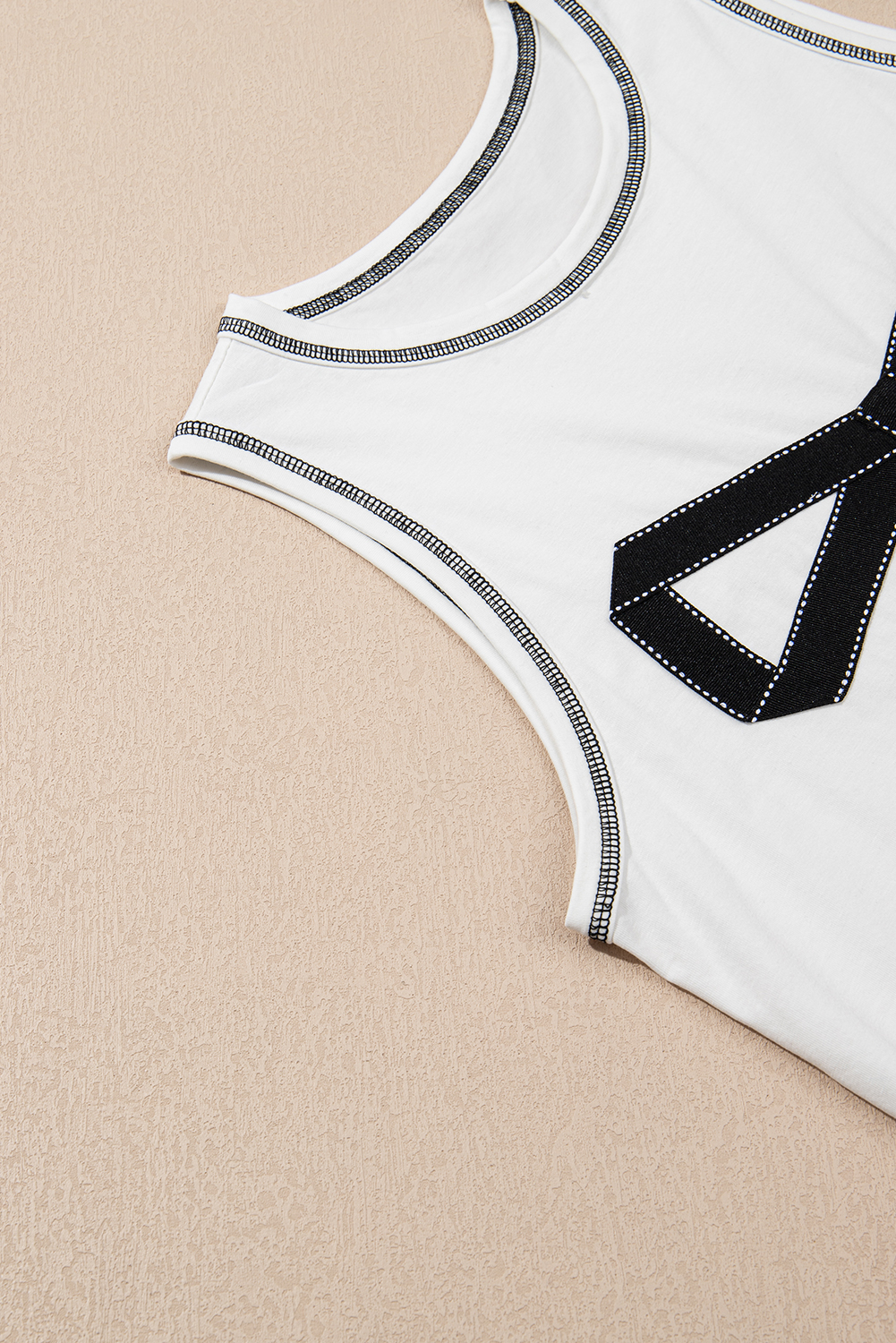 White Sweet Bow Stitching Trim Sleeveless Top - loveforevers