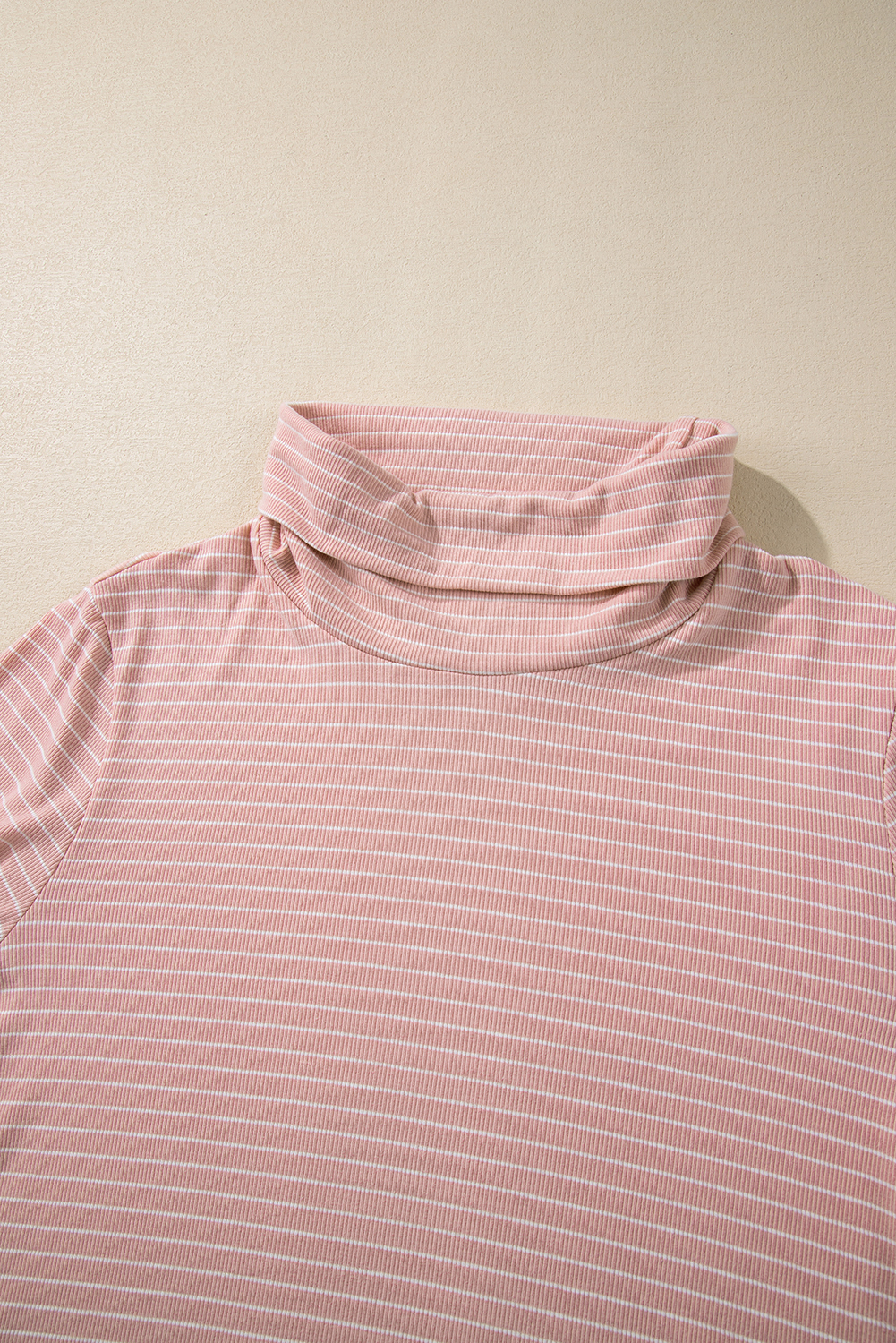 Pink Stripe Cowl Neck Side Slits Loose Fit Long Sleeve Top - loveforevers