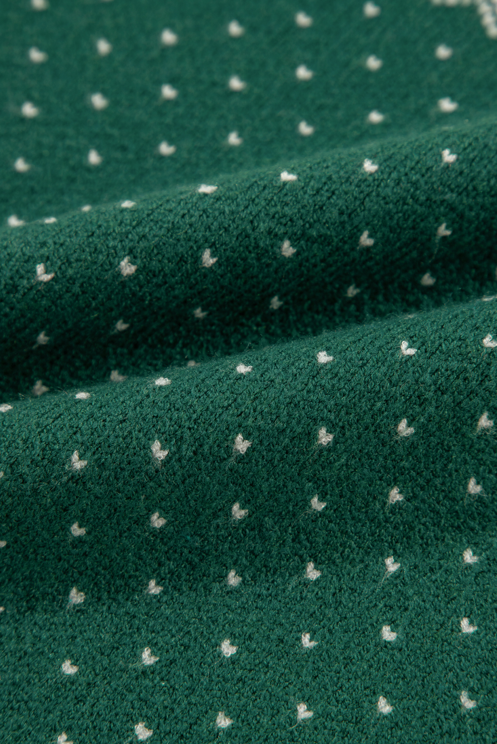 Green Christmas Snowflake Dotted Print Round Neck Sweater - loveforevers