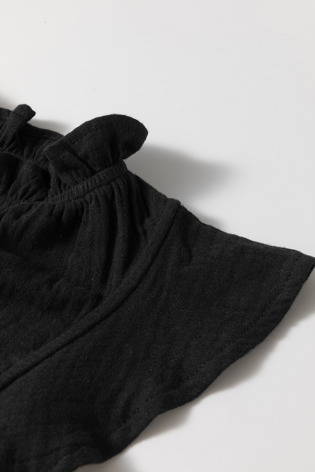 Black Ruffled Shoulder V Neck Shift Tank Top - loveforevers