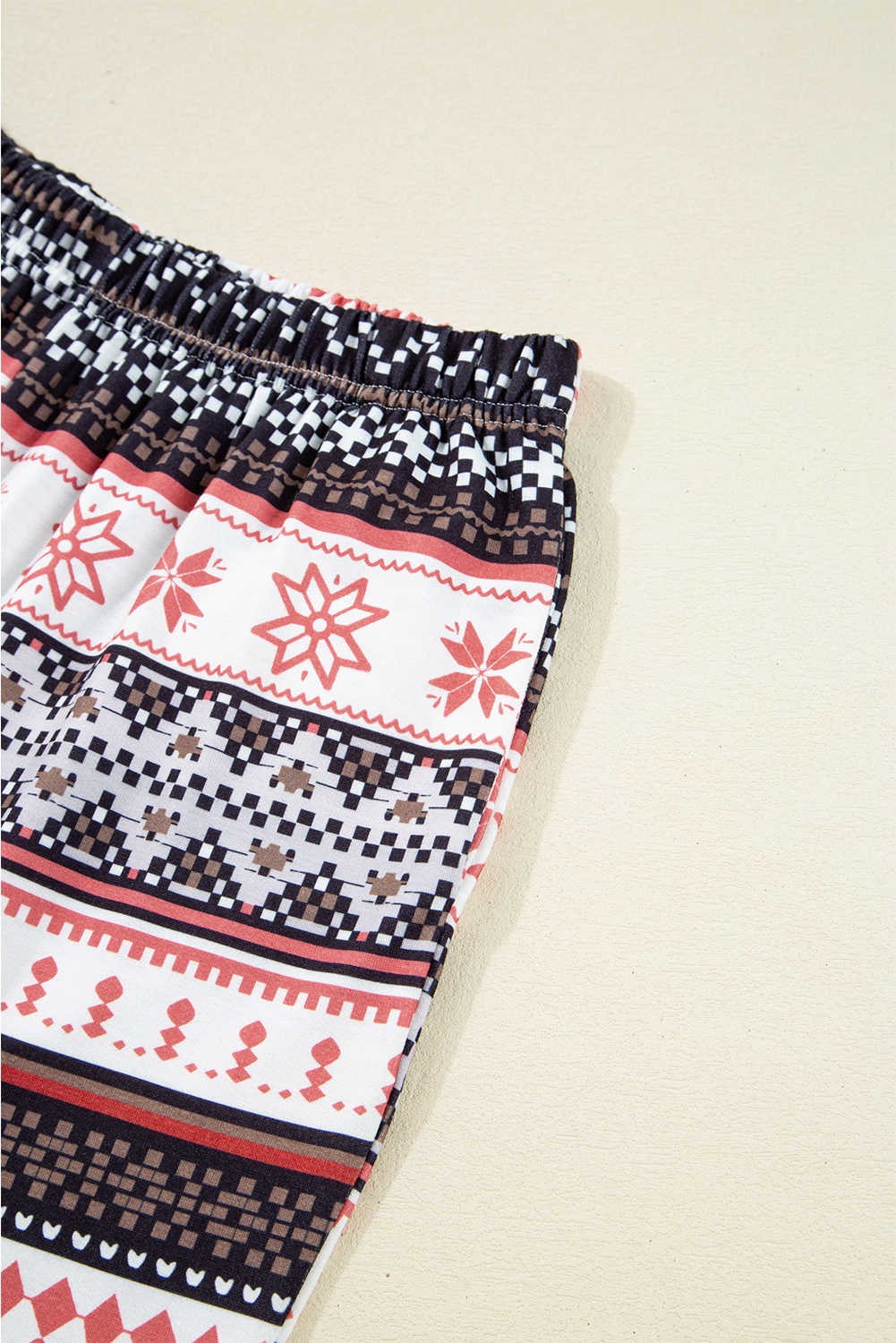Black Retro Christmas Pattern Loose Pullover 2pcs Lounge Pant Set - loveforevers