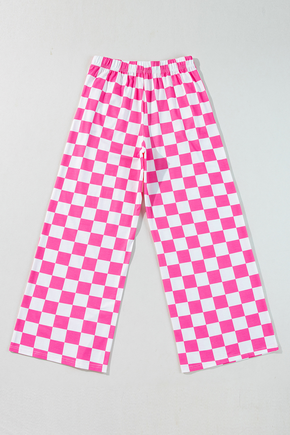 Black 2-Tone Checked Print High Waist Wide Leg Pants - loveforevers