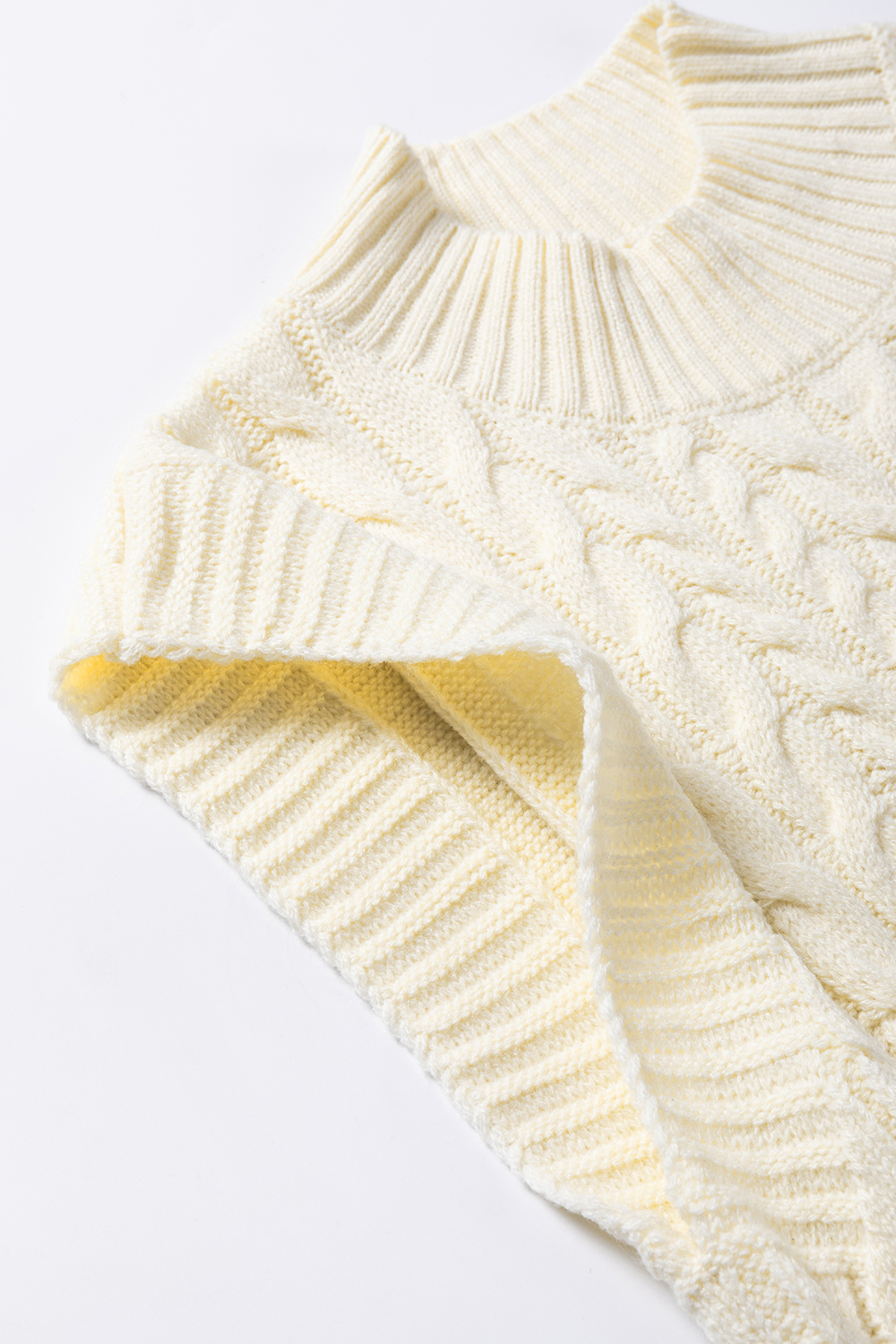 Oatmeal Cable Knit High Neck Sweater Vest - loveforevers