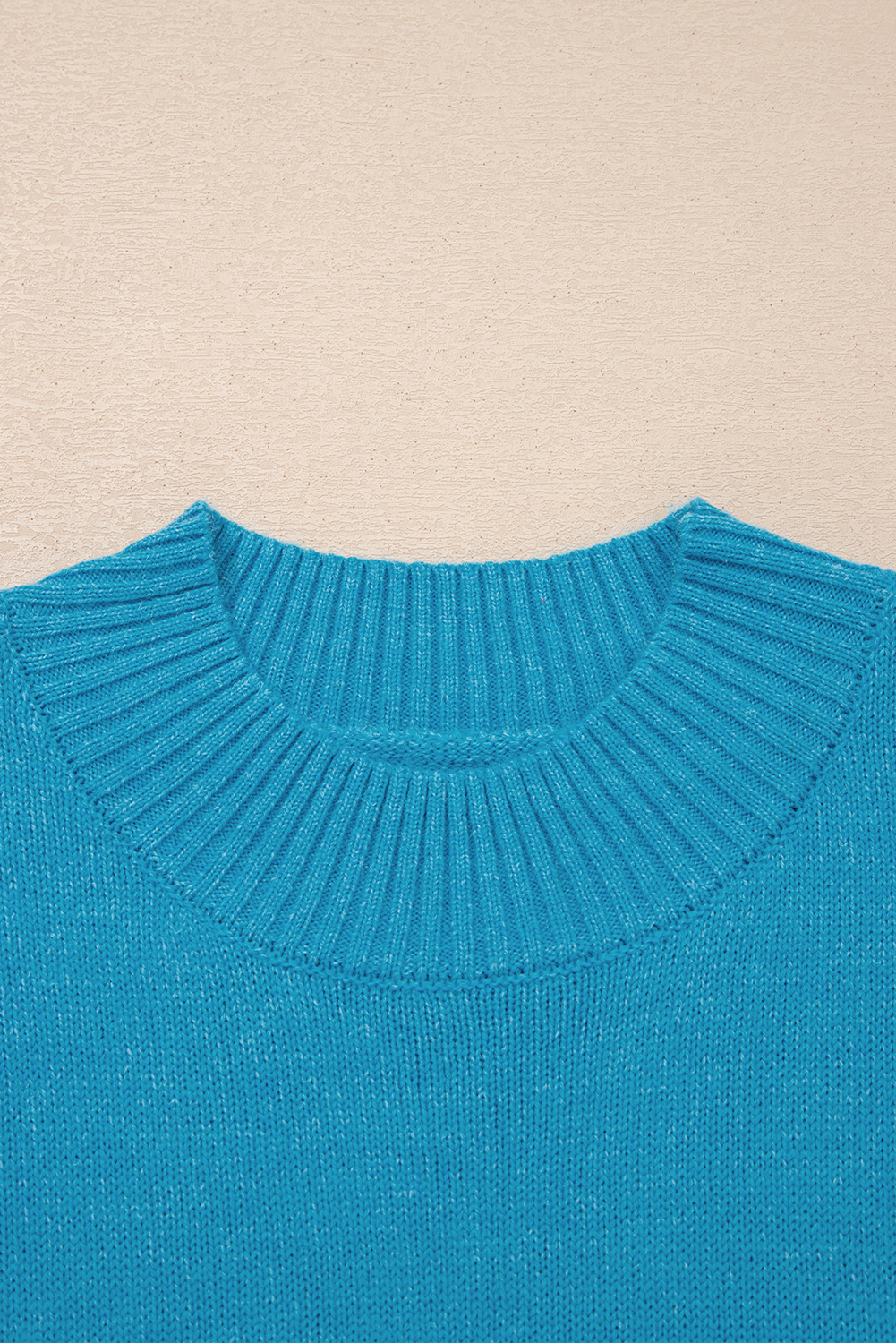 Blue Contrast Stitch Trim Knot Side Mock Neck Sweater Vest - loveforevers