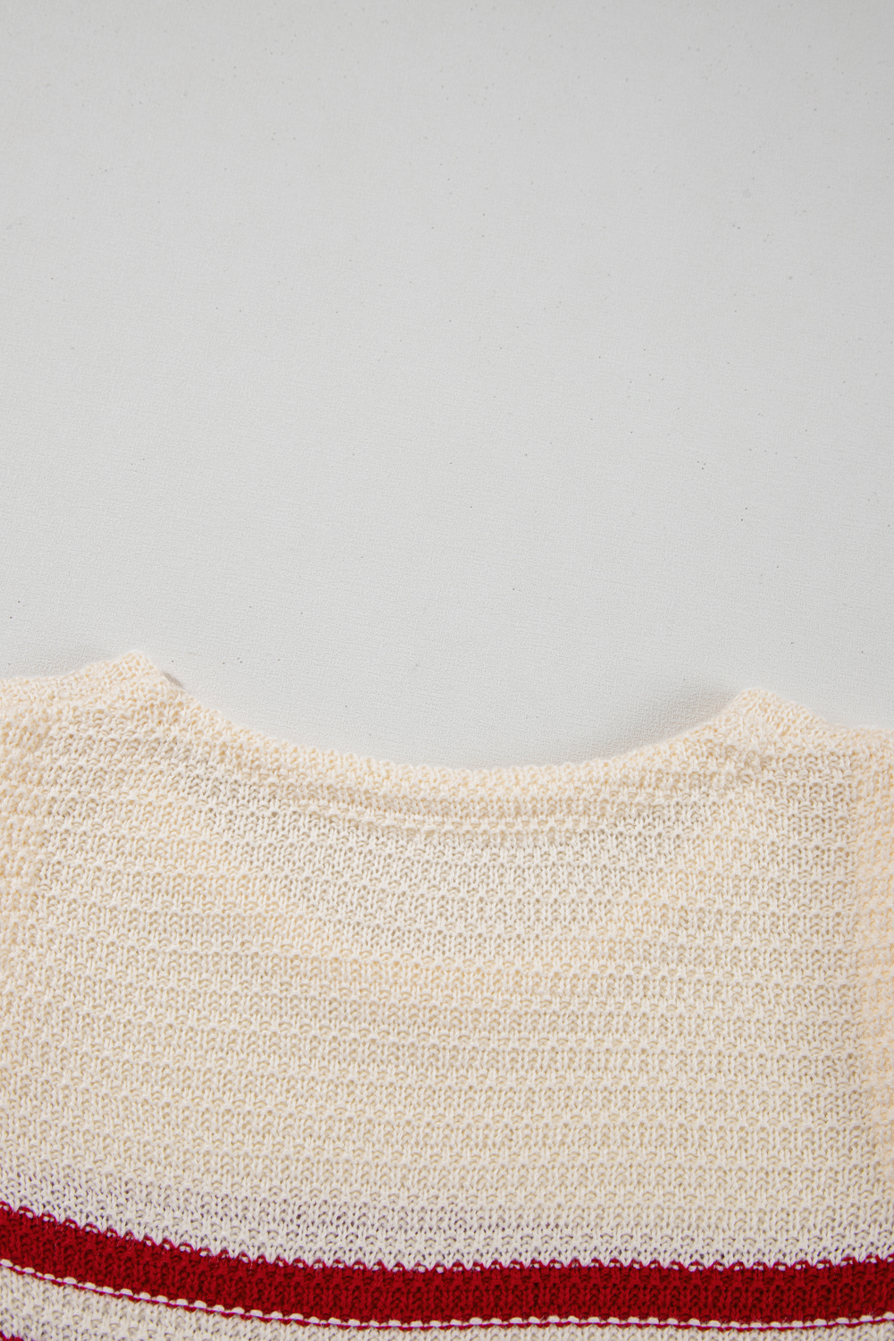 Red Stripe Textured Knit Ribbed Hem Sweater Tank Top - loveforevers
