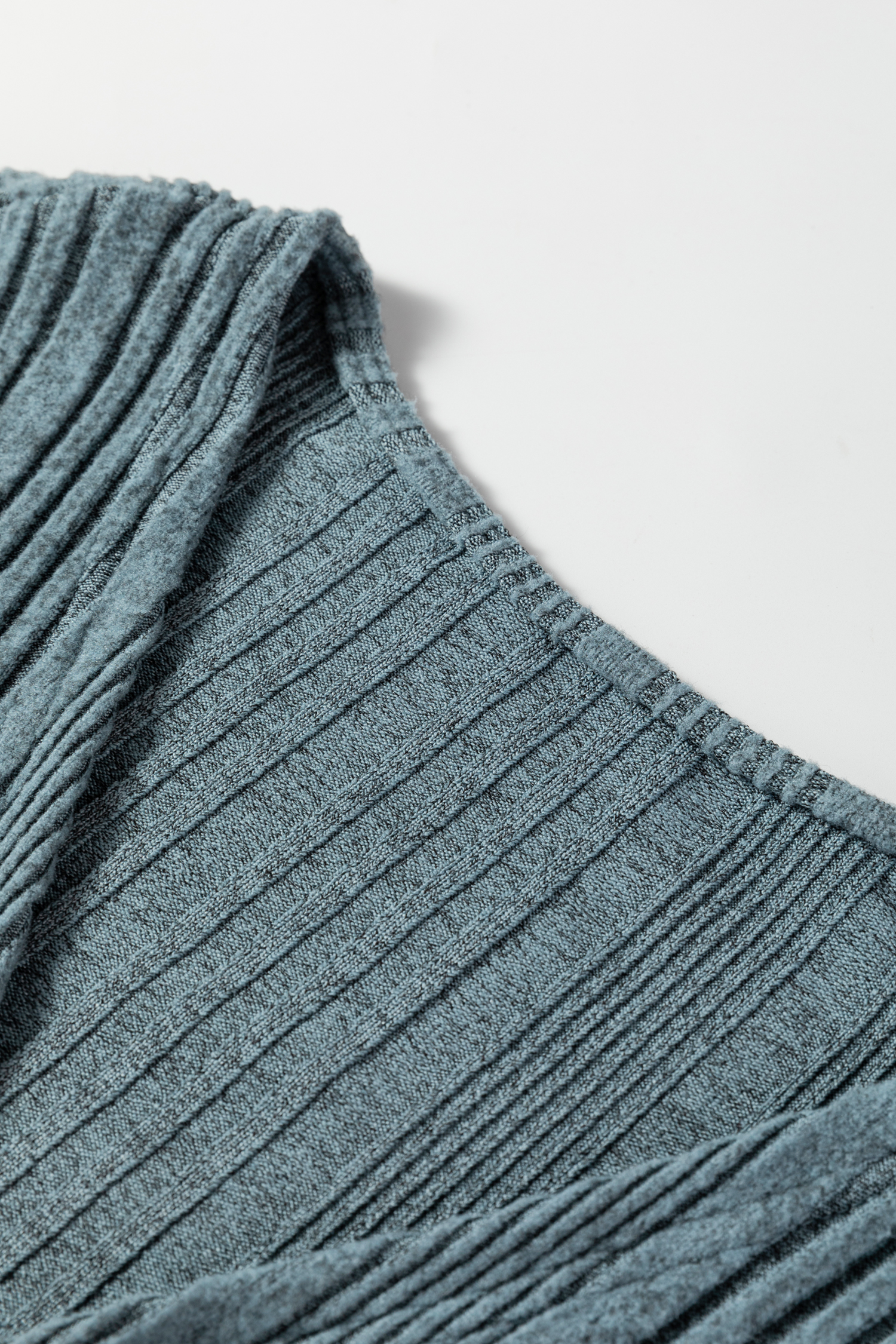 Stone Blue Ribbed Open Front Knitted Top with Pockets - loveforevers