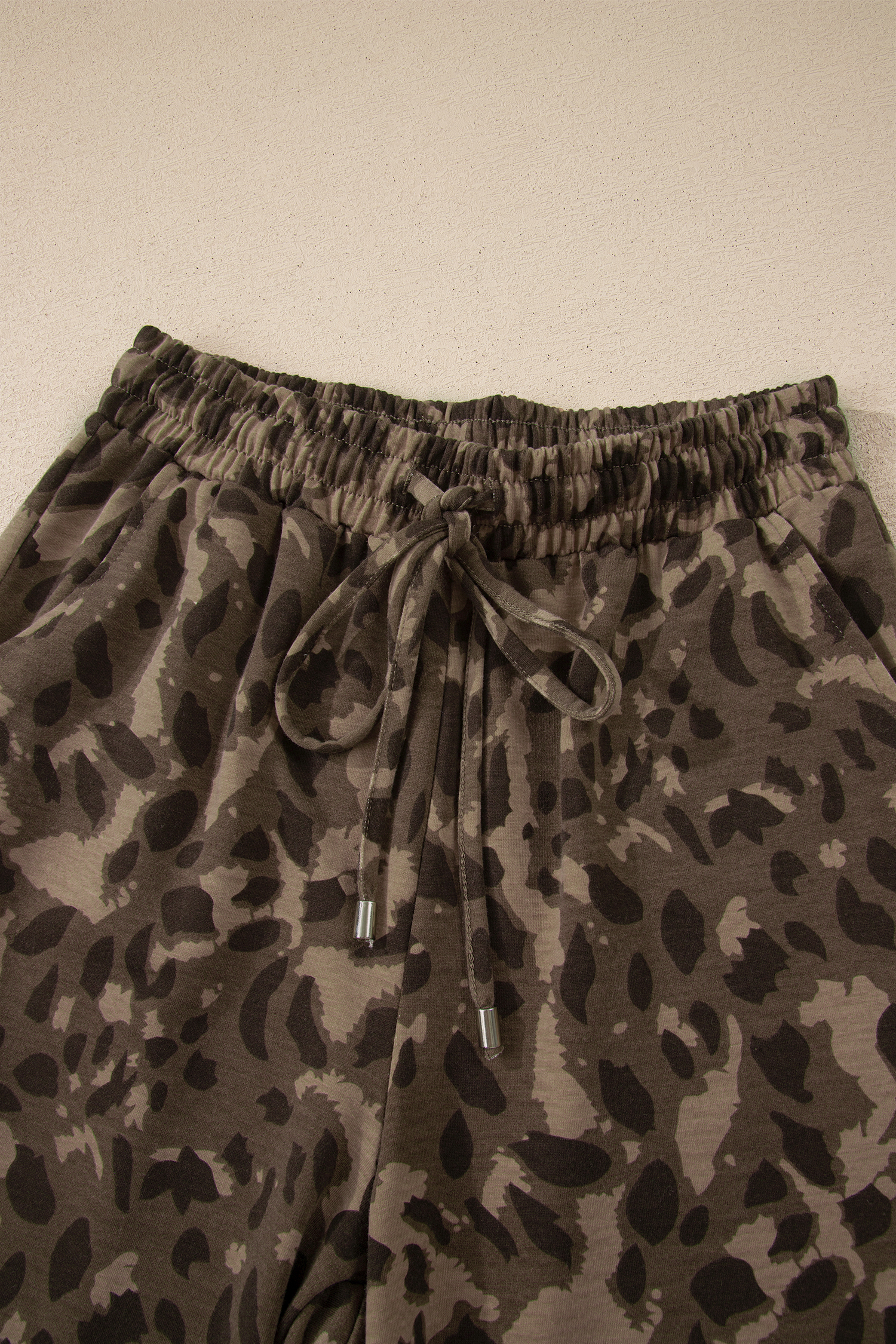 Brown Leopard Loose Tee Drawstring Waist Barrel Pants Set - loveforevers