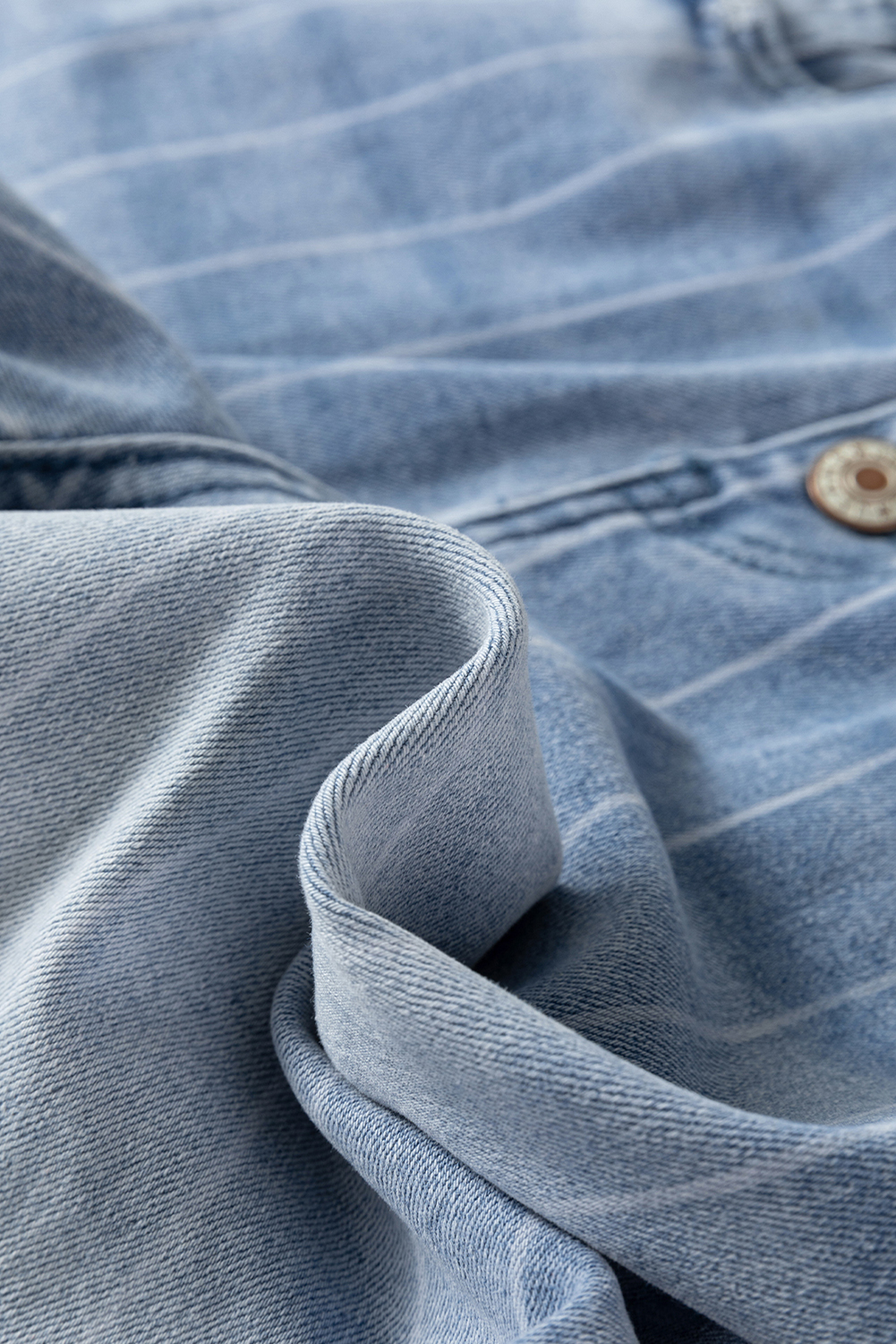 Beau Blue Multi Buttons Pinstripe Wide Leg Jeans - loveforevers