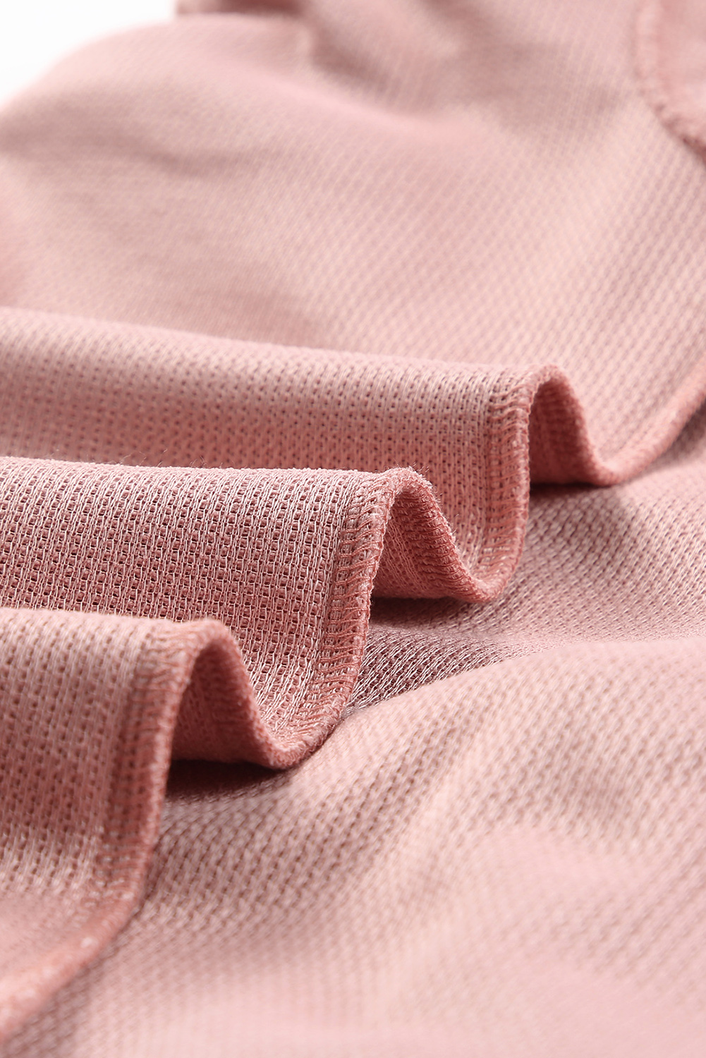 Pink Solid Ribbed Knit Round Neck Pullover Sweatshirt - loveforevers