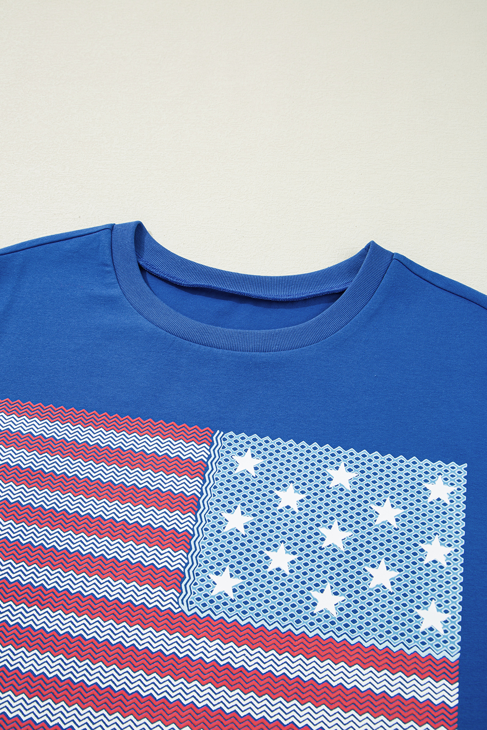 Real Teal American Flag Pattern Crewneck Tee - loveforevers