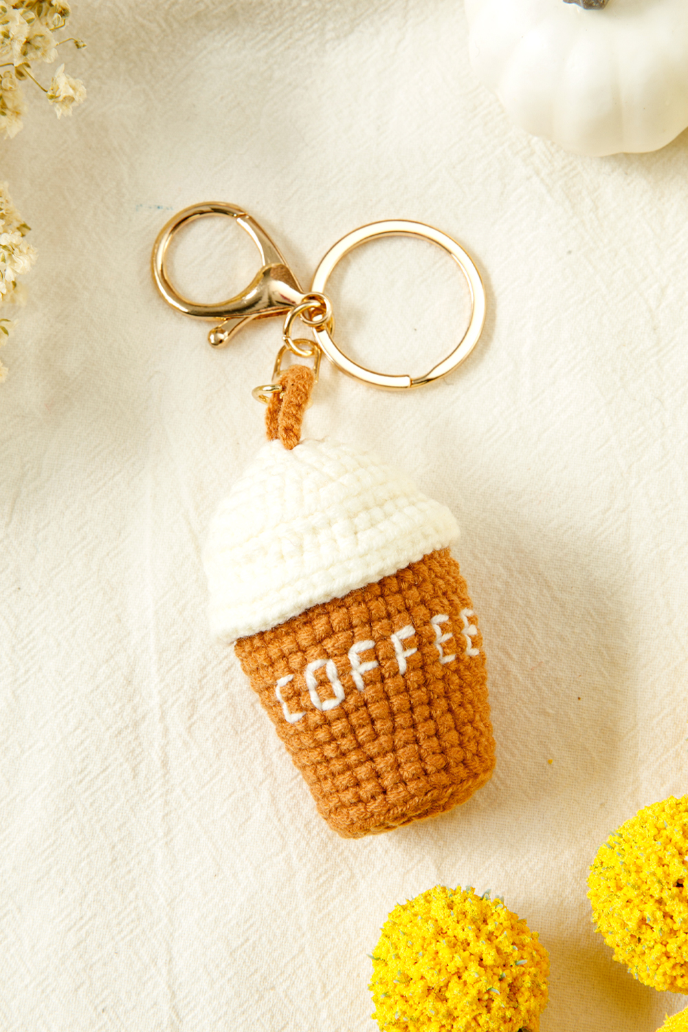 Thai Curry Crochet Coffee Pendent Keychain - loveforevers