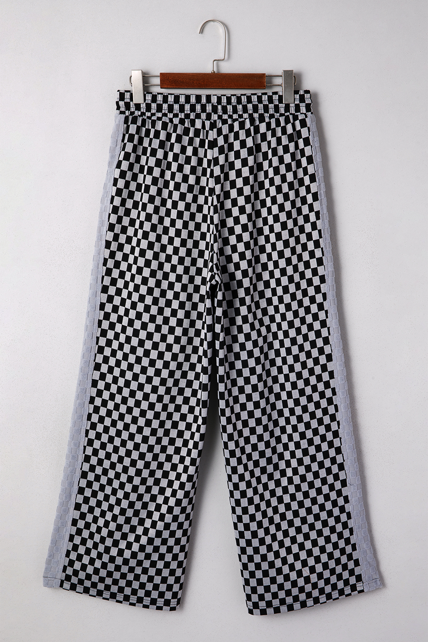 White Checkerboard Drawstring Waist Casual Pants - loveforevers