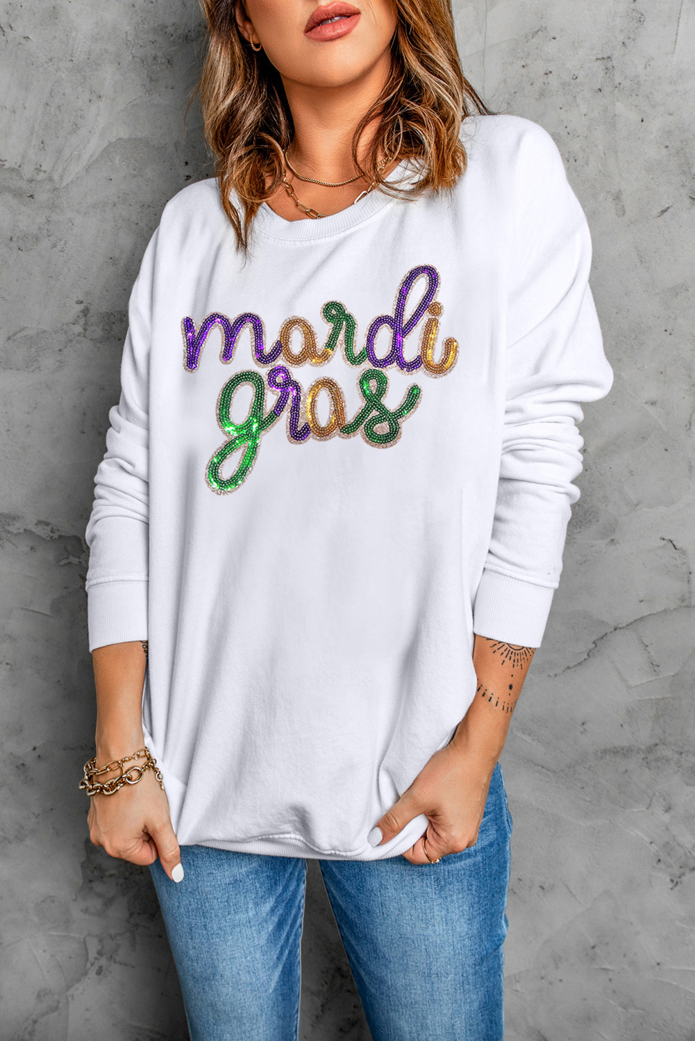Wisteria Sequin mardi gras Graphic T Shirt - loveforevers