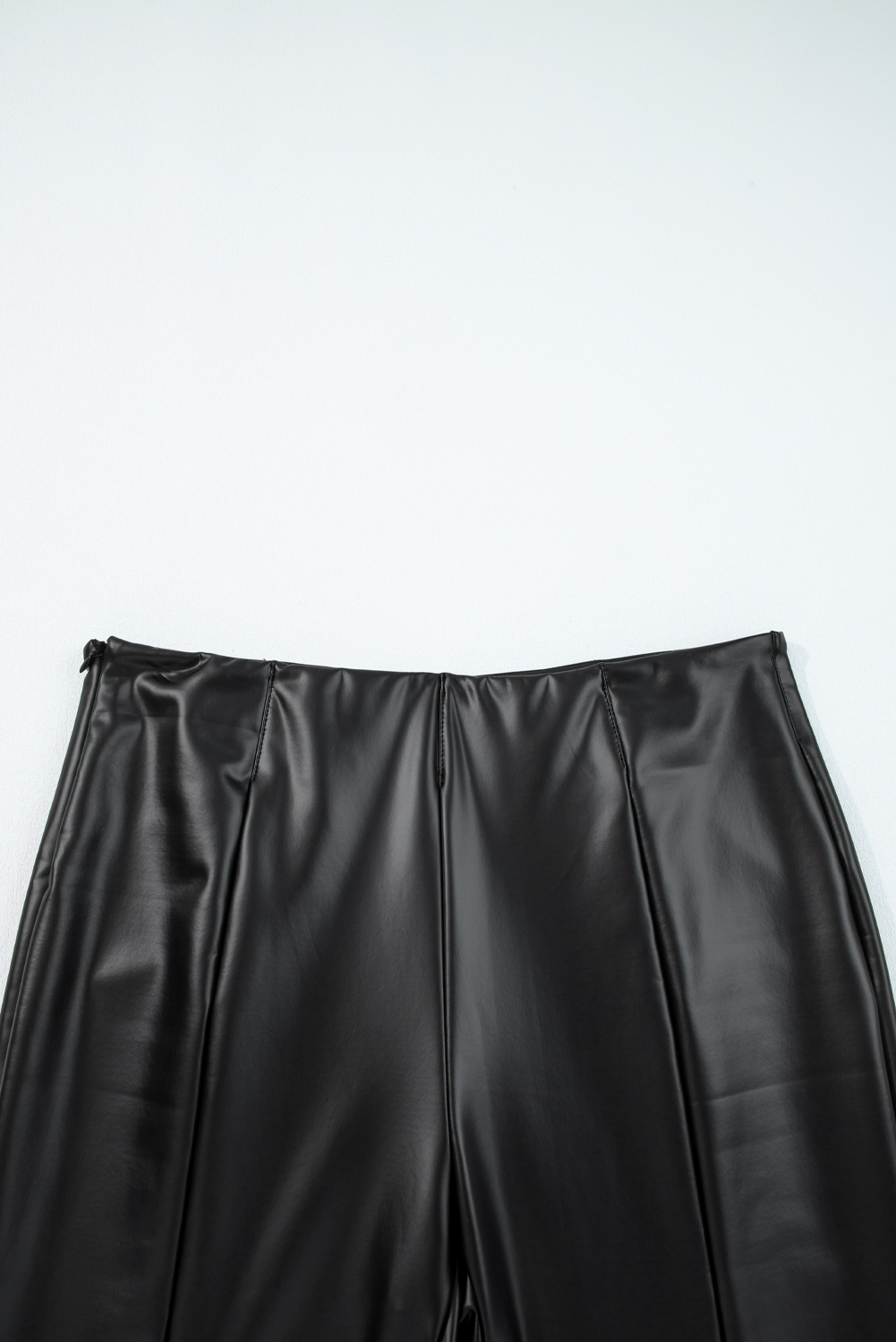 Black Faux Leather Seamed Leg High Waist Leggings - loveforevers