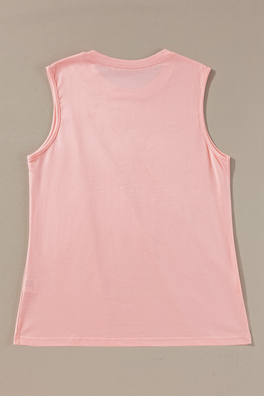 Light Pink Crew Neck Pleated Tank Top - loveforevers