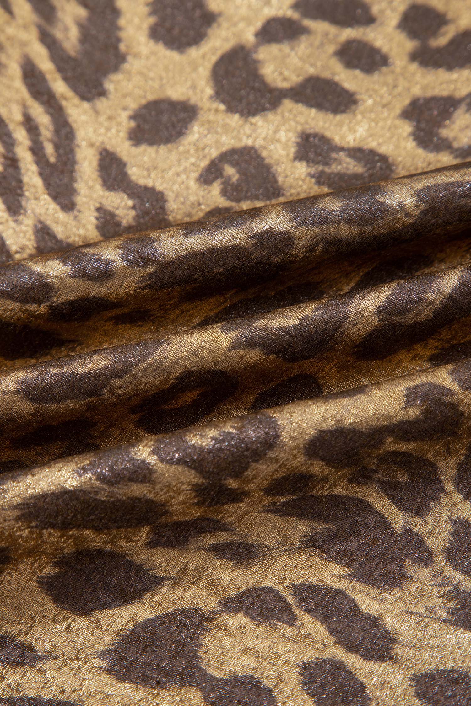 Gold  Half Sleeve Metallic Leopard Print Blouse - loveforevers