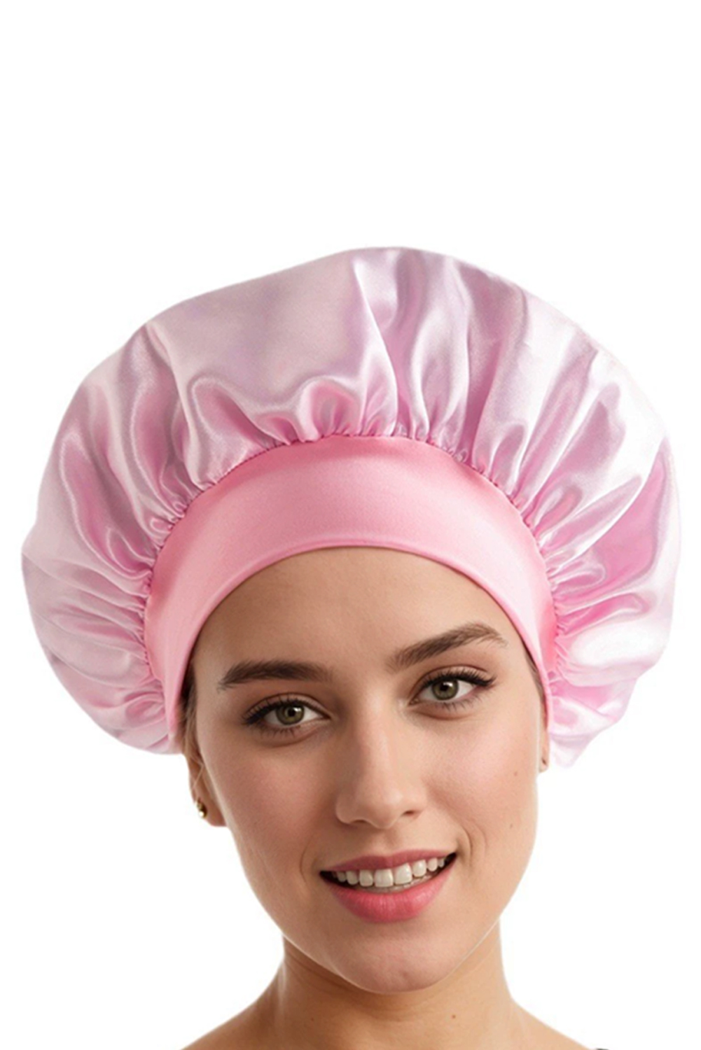 Pink Wide Elastic Band Large Sleep Hair Bonnet - loveforevers
