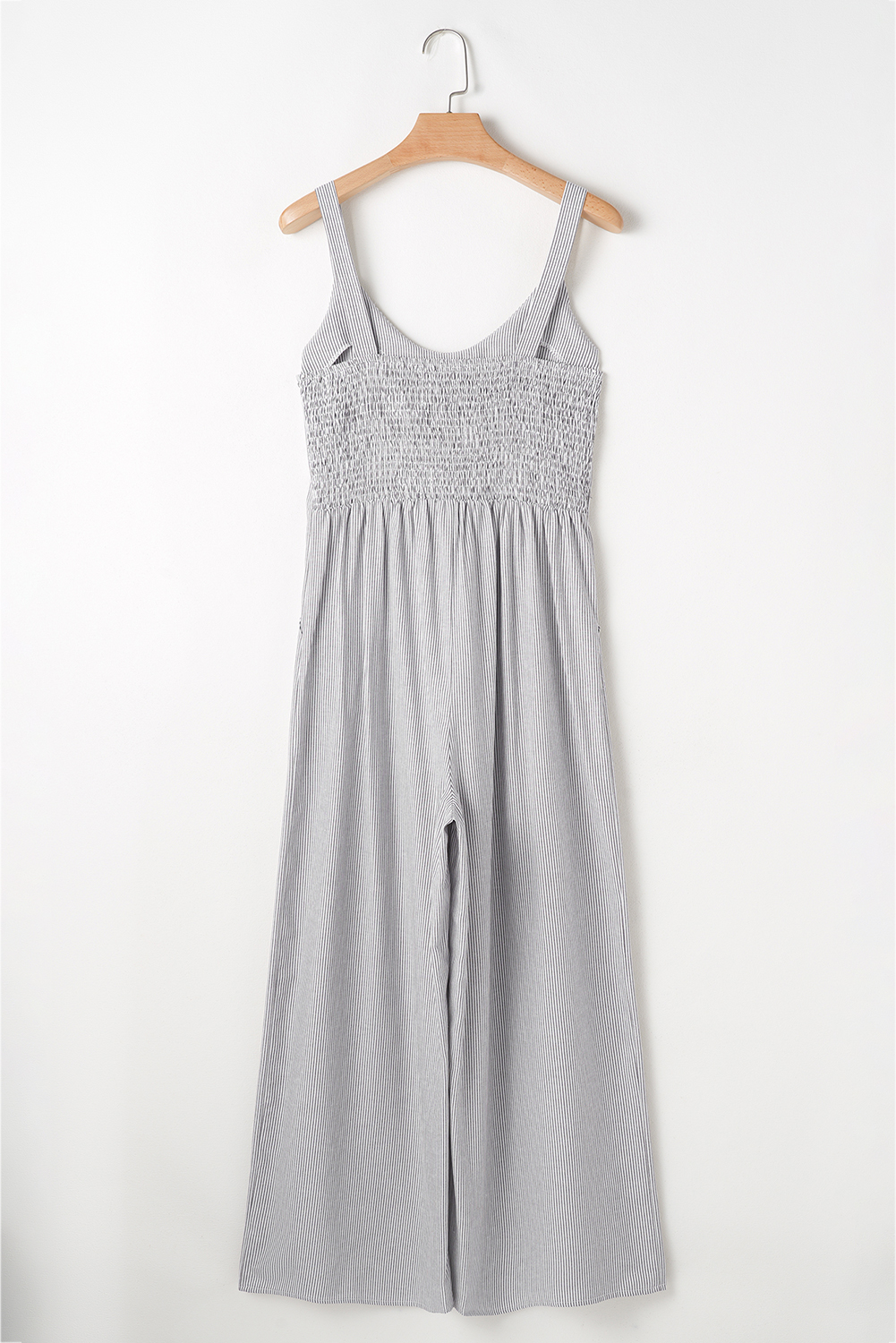 Black Stripe Half Buttoned Sleeveless Wide Leg Jumpsuit - loveforevers