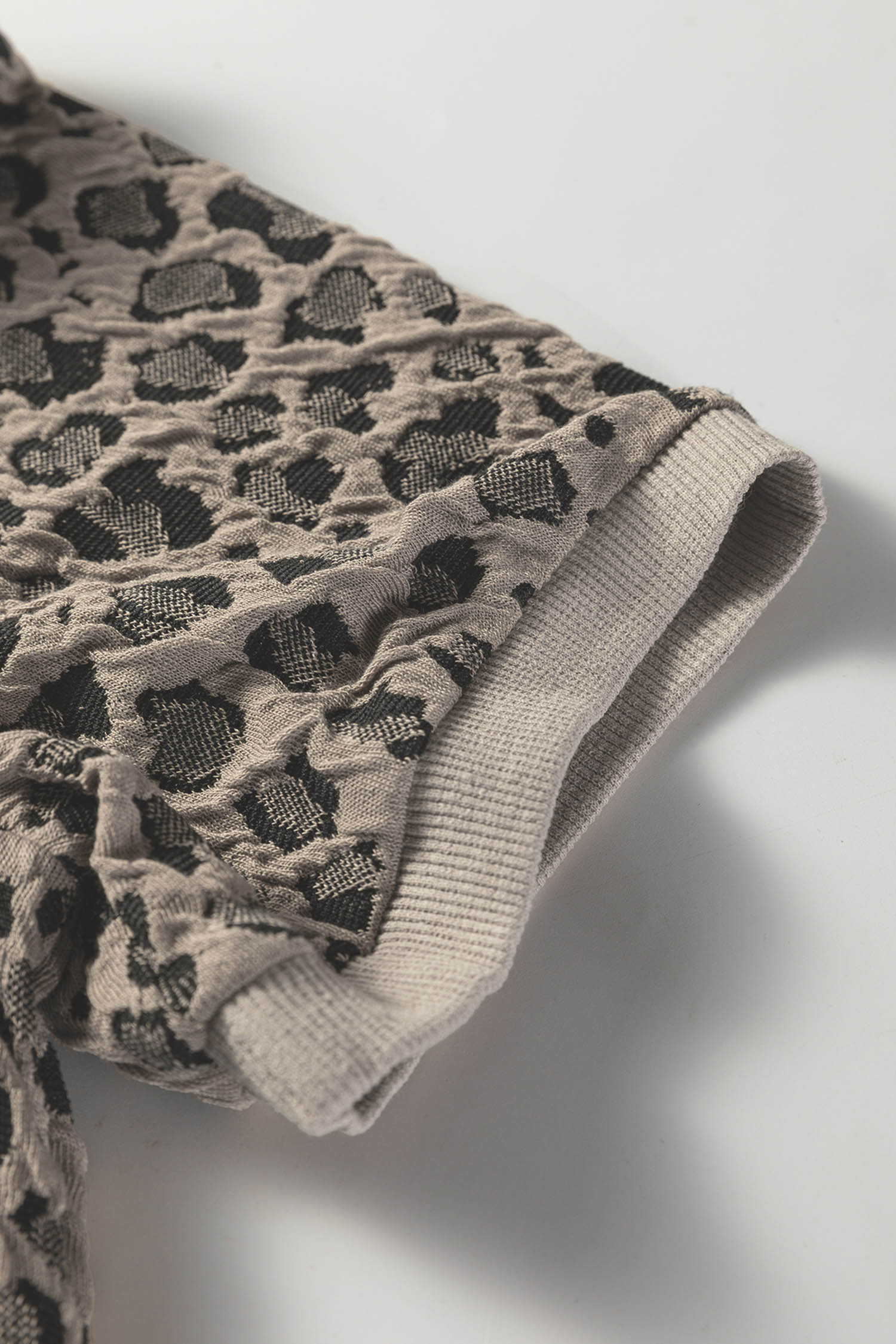 Beige Zip up Collared Leopard Cap Sleeve Top - loveforevers