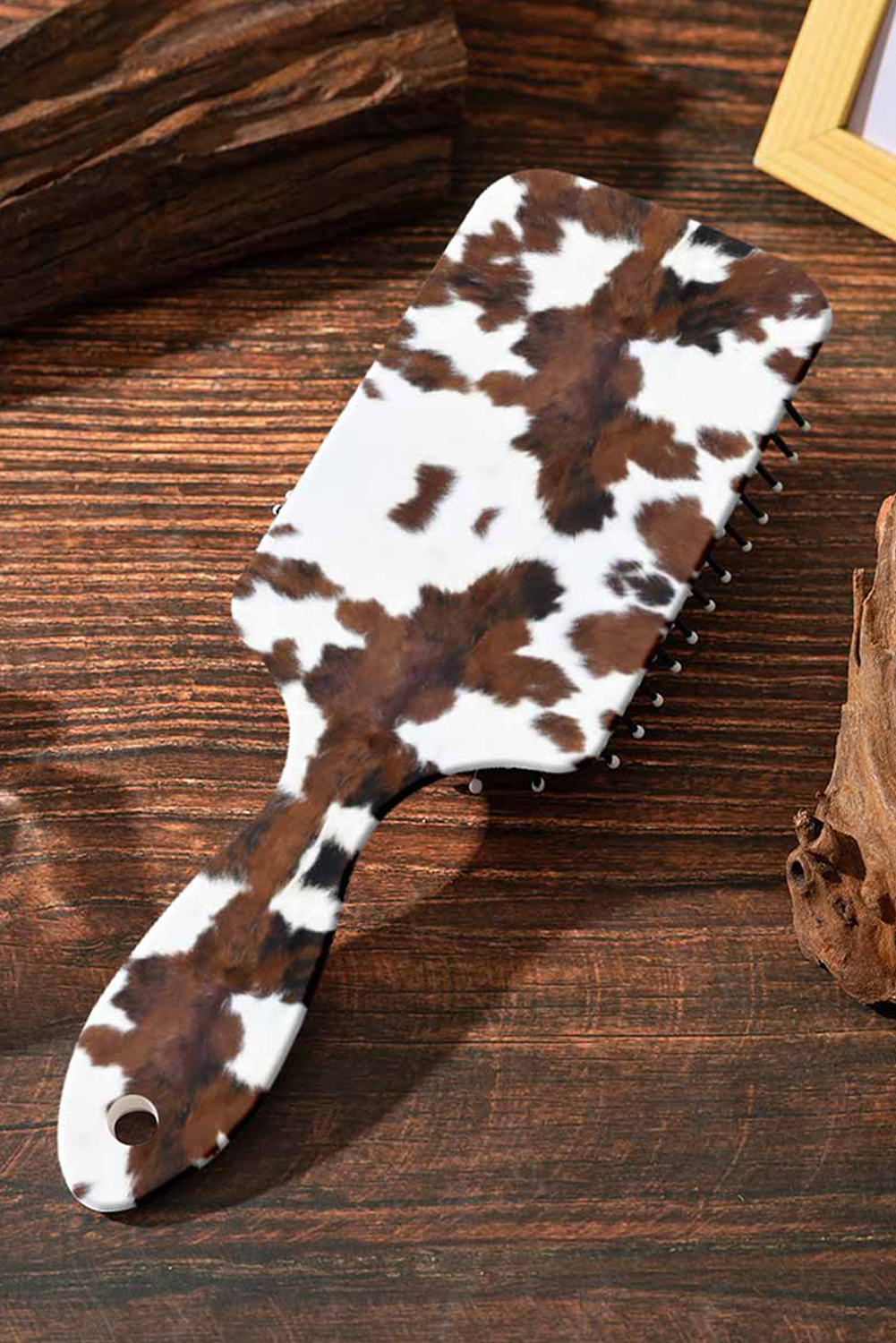 Chestnut Cow Print Long Handle Air Cushion Comb - loveforevers