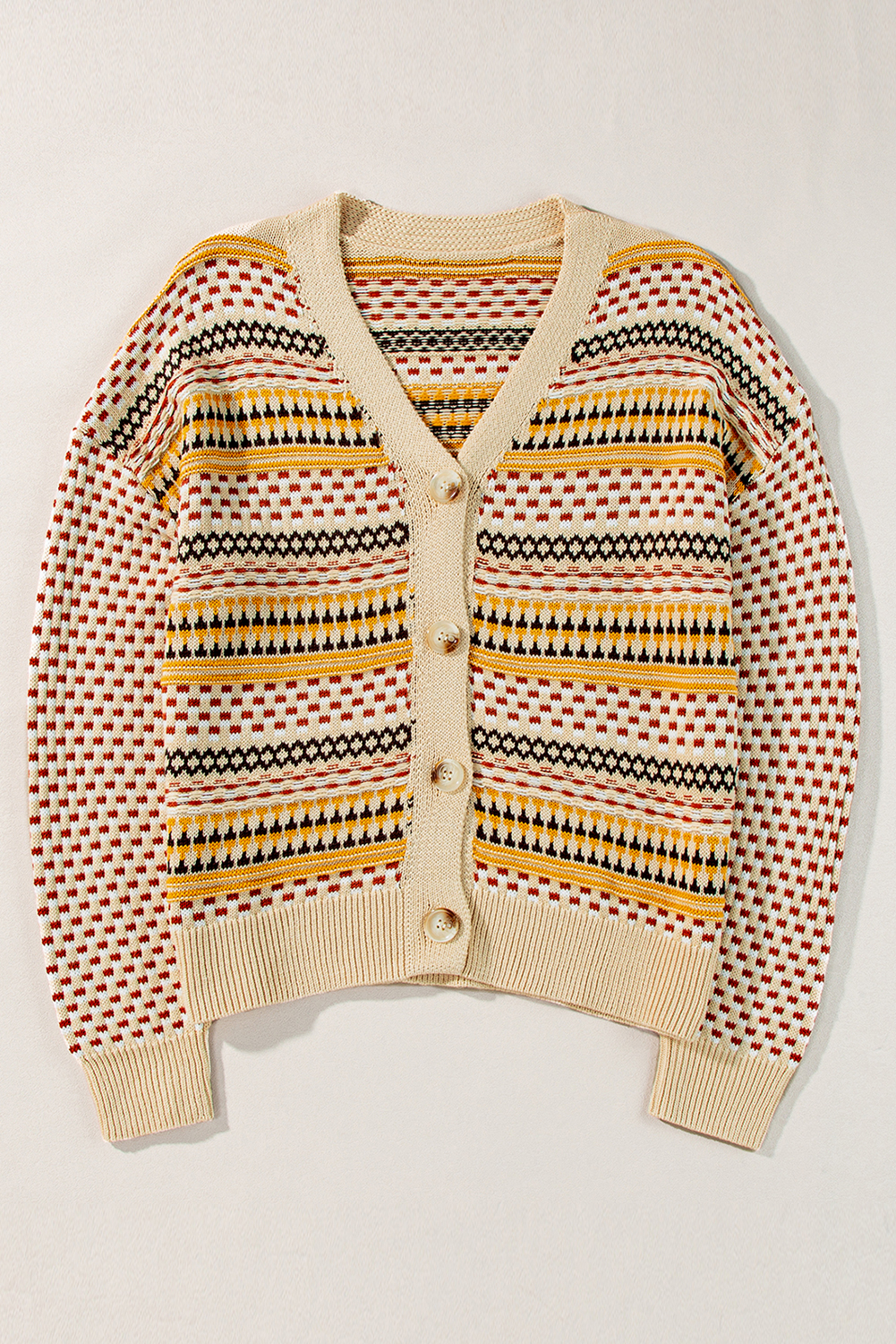 Khaki Buttoned V Neck Cropped Cardigan - loveforevers