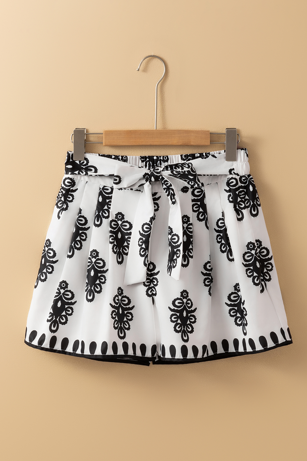Beige Geometric Printed Sleeveless Hollowed Bowknot Back Mini Dress - loveforevers