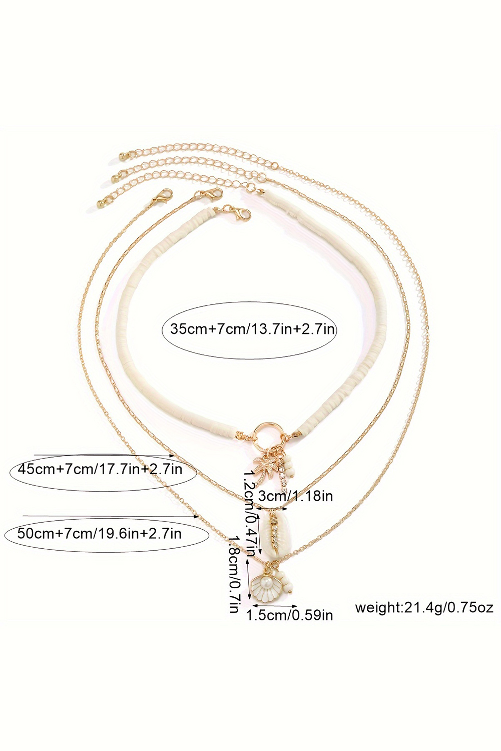 White Beach Seashell Multi Layered Pendant Necklace - loveforevers