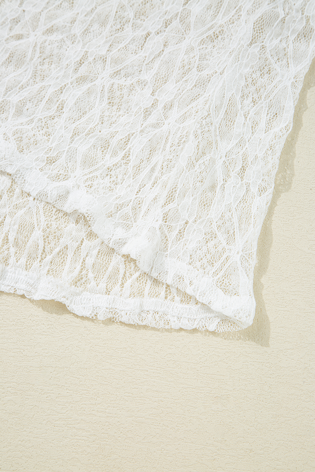 White Sheer Lace Bell Sleeve Mock Neck Blouse - loveforevers