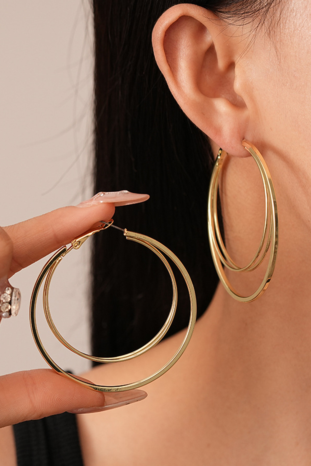 Gold Large Plated Double Hoop Earrings - loveforevers