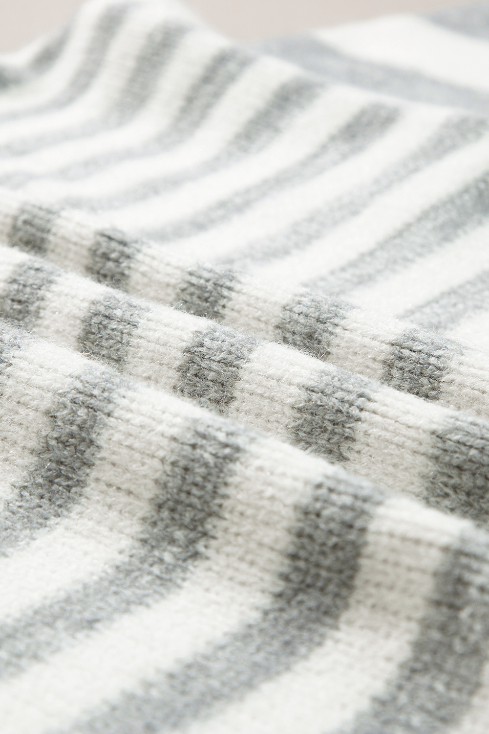 Gray Stripe Drop Shoulder Crew Neck Sweater - loveforevers