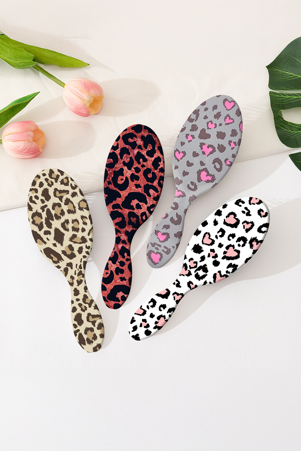 White Sweet Leopard Pattern Hair Care Comb - loveforevers