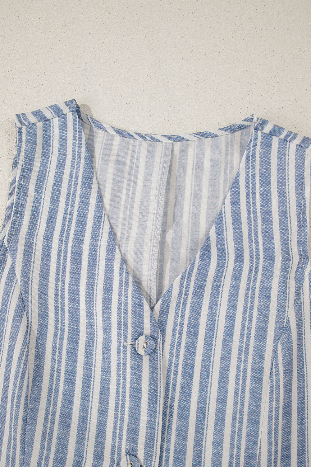 Sky Blue Stripe Buttoned Office Waistcoat Mini Skirt Set - loveforevers