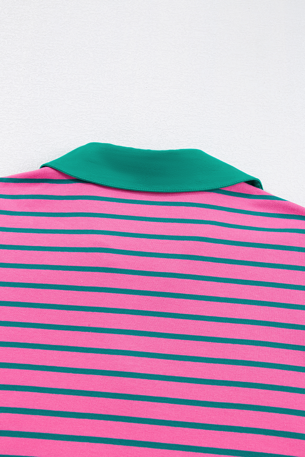 Pink Stripe Collared V Neck Puff Sleeve T Shirt Dress - loveforevers