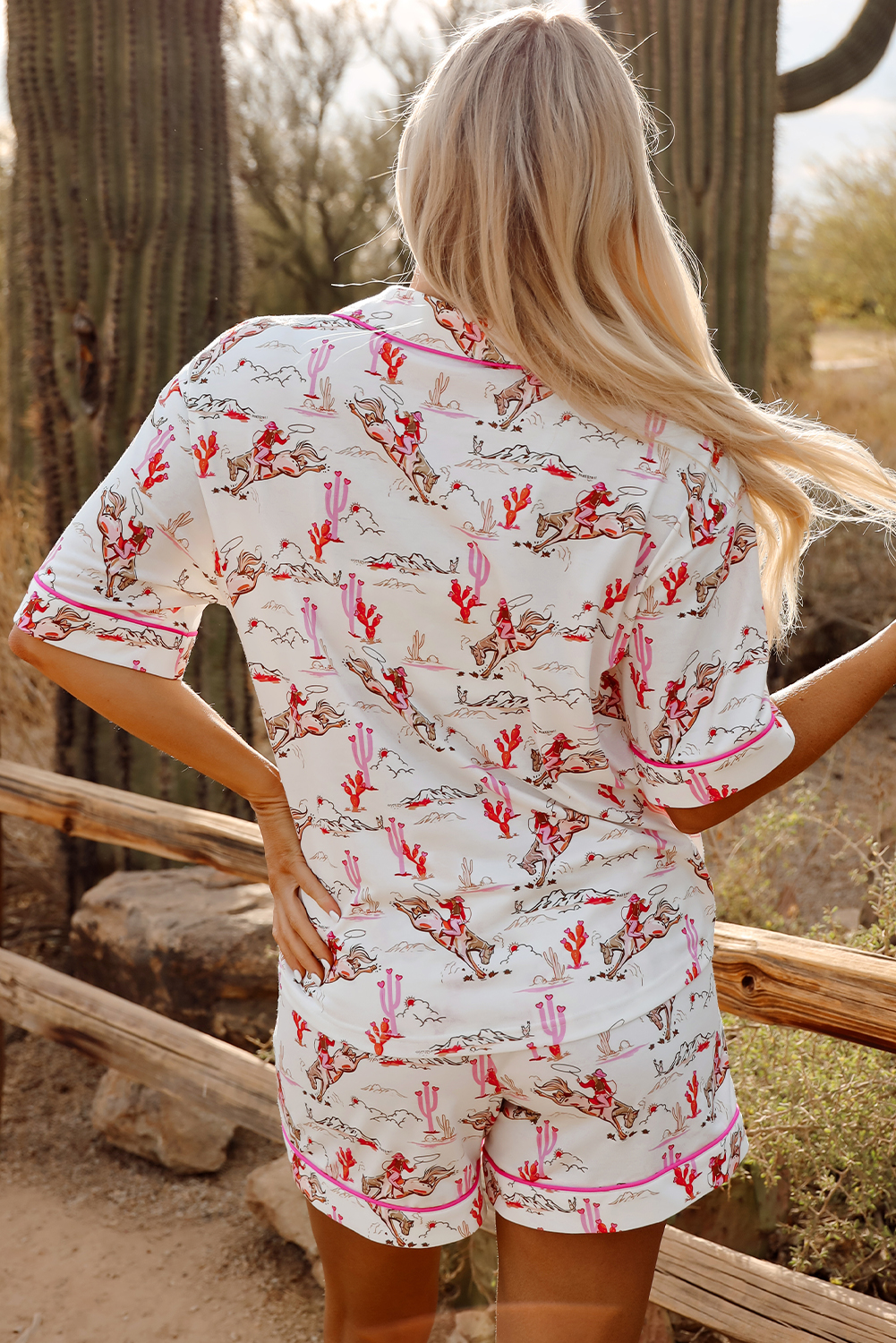 White Cowgirl Country Print Pajamas Set - loveforevers