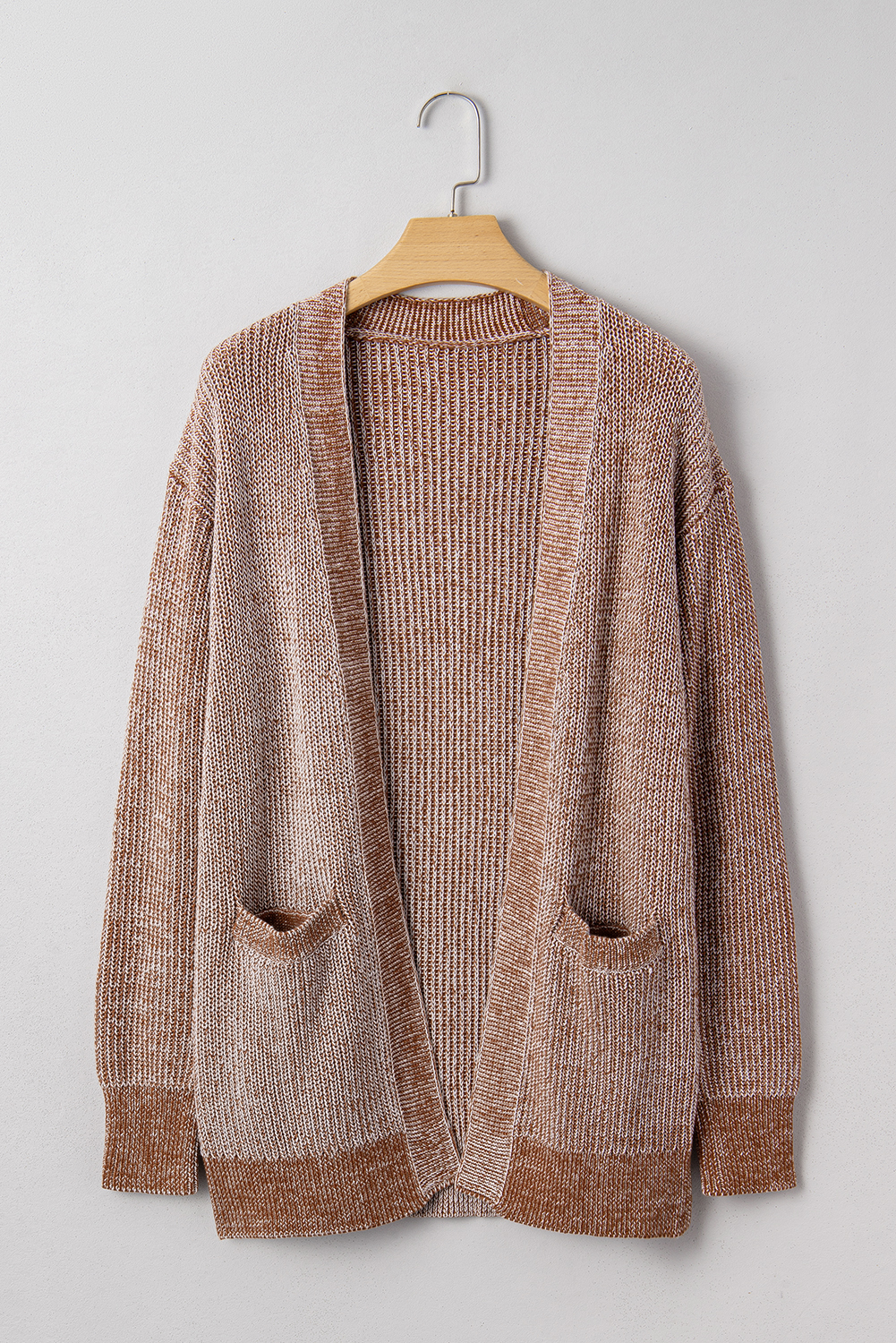Straw Yellow Solid Open Knit Cardigan with Pockets - loveforevers
