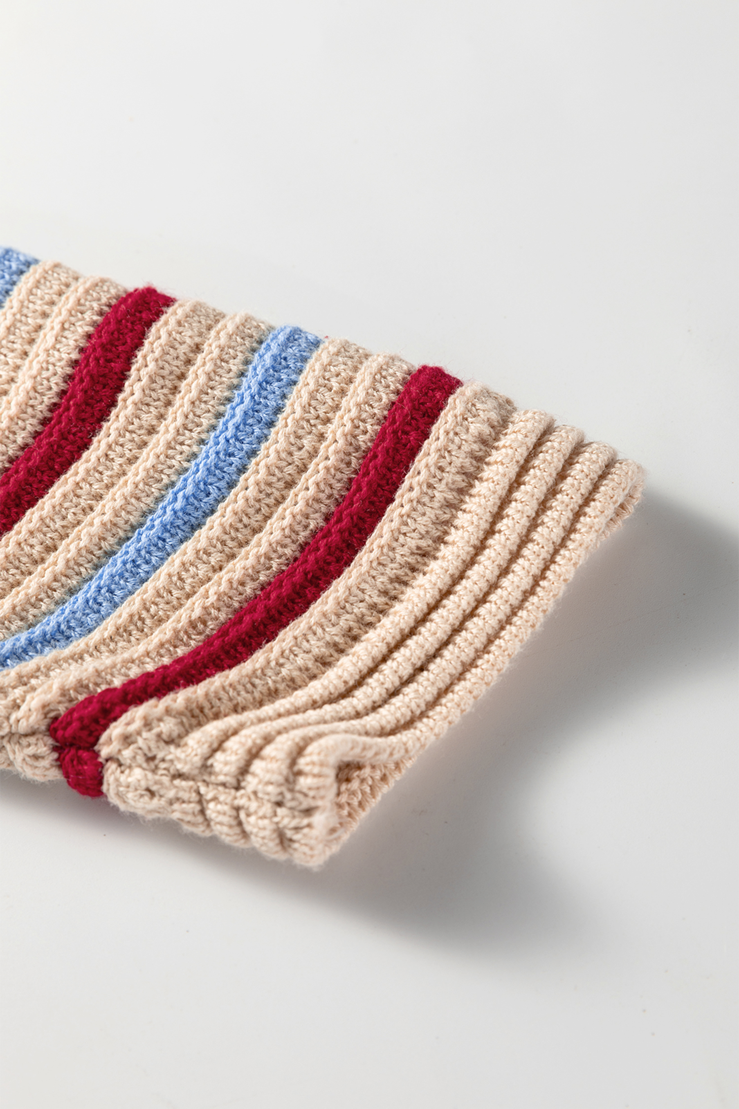 Khaki Stripe Drop Shoulder Cropped Long Sleeve Fall Sweater - loveforevers