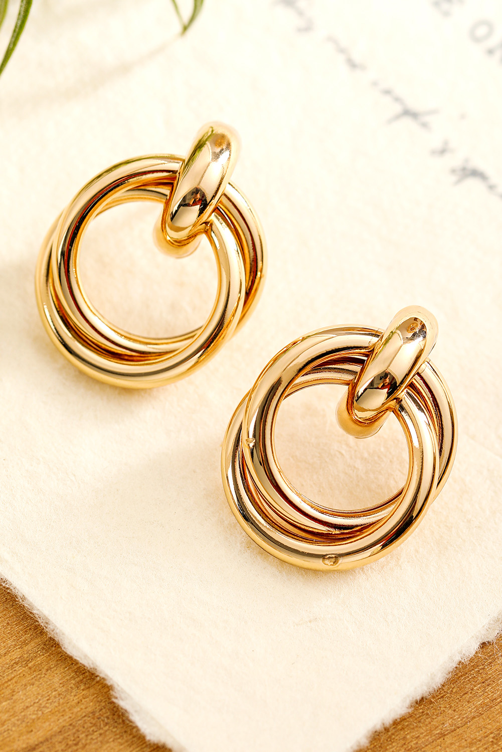 Gold Circles Plated Alloy Stud Earrings - loveforevers